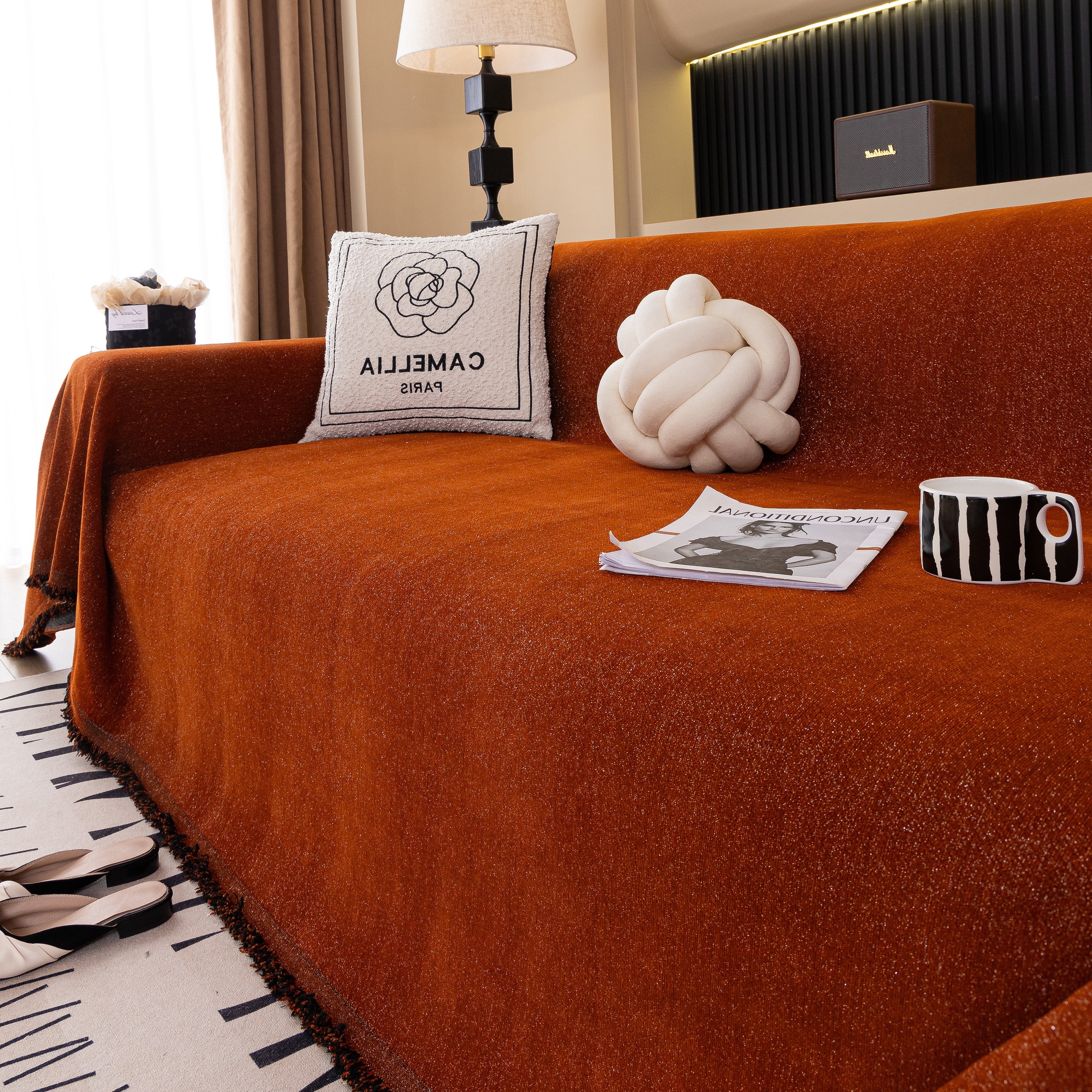Solid Color Chenille Sofa Cover Blanket Furniture Covers for Sofas and Loveseats - Image 136
