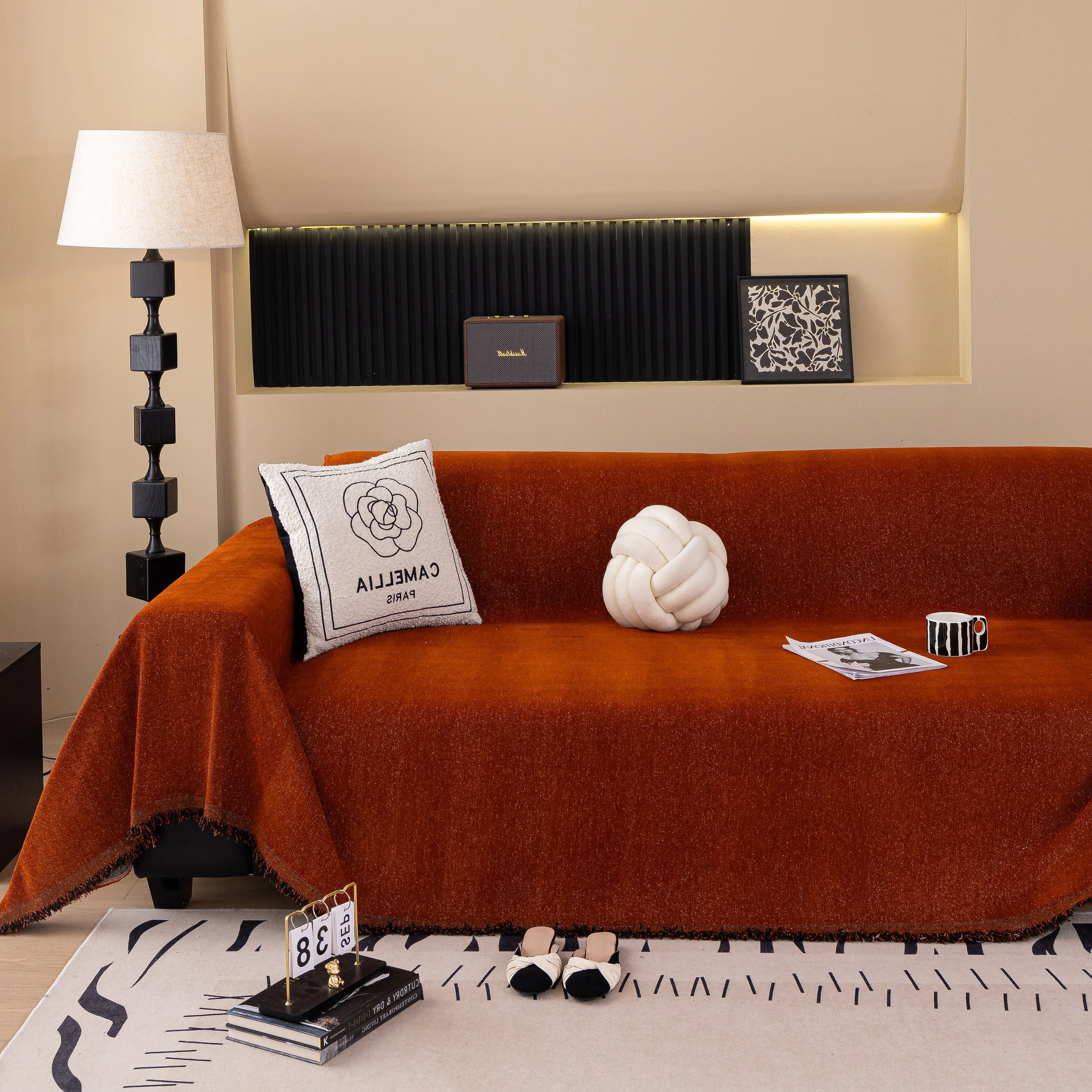 Solid Color Chenille Sofa Cover Blanket Furniture Covers for Sofas and Loveseats - Image 138