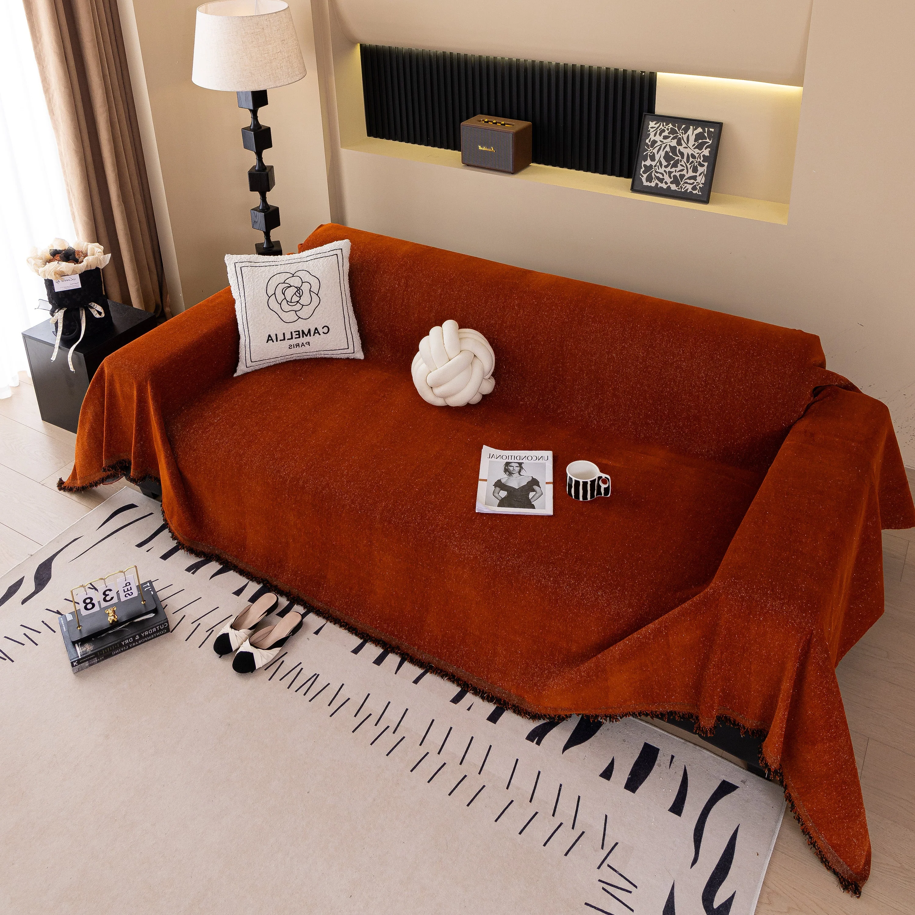 Solid Color Chenille Sofa Cover Blanket Furniture Covers for Sofas and Loveseats - Image 141