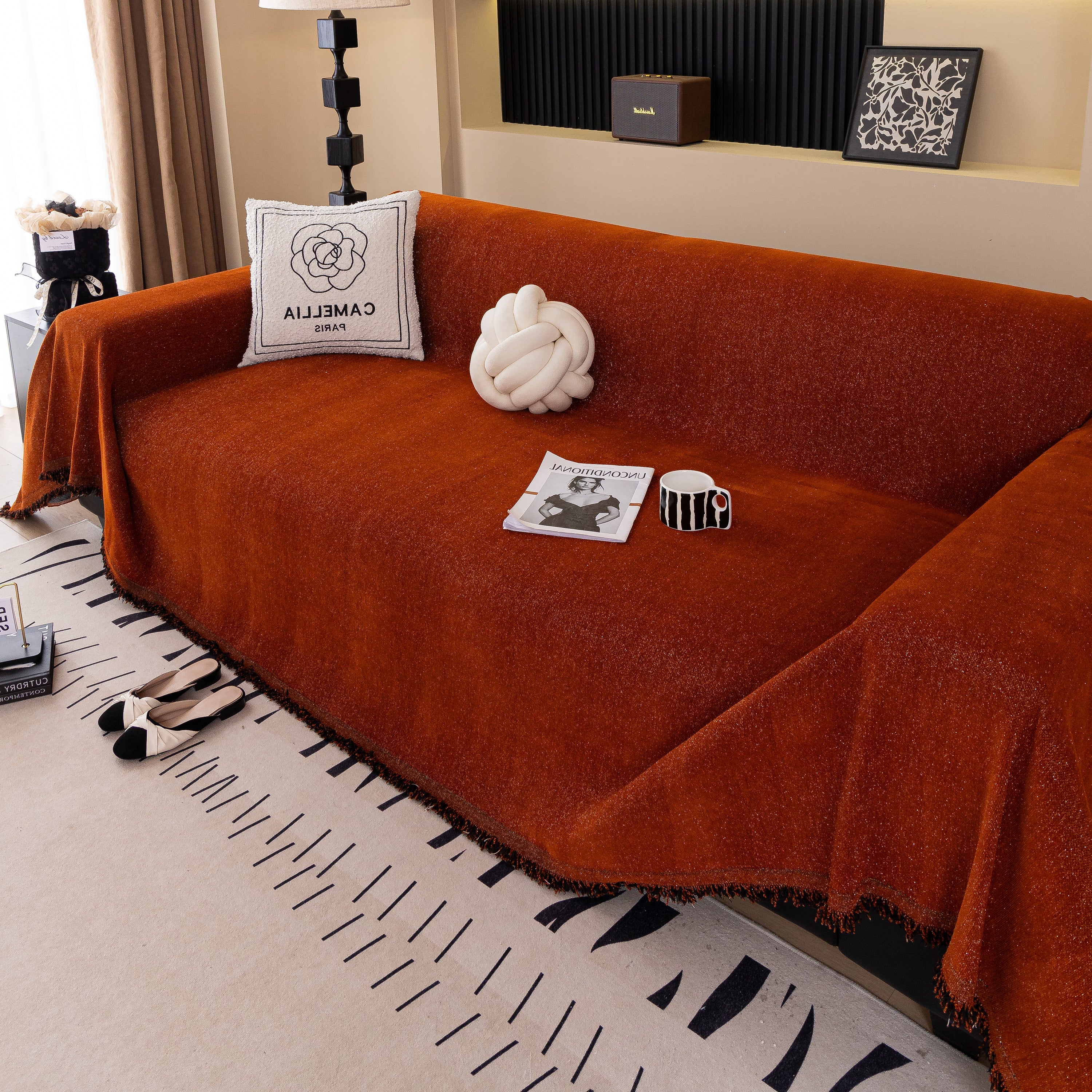 Solid Color Chenille Sofa Cover Blanket Furniture Covers for Sofas and Loveseats - Image 142