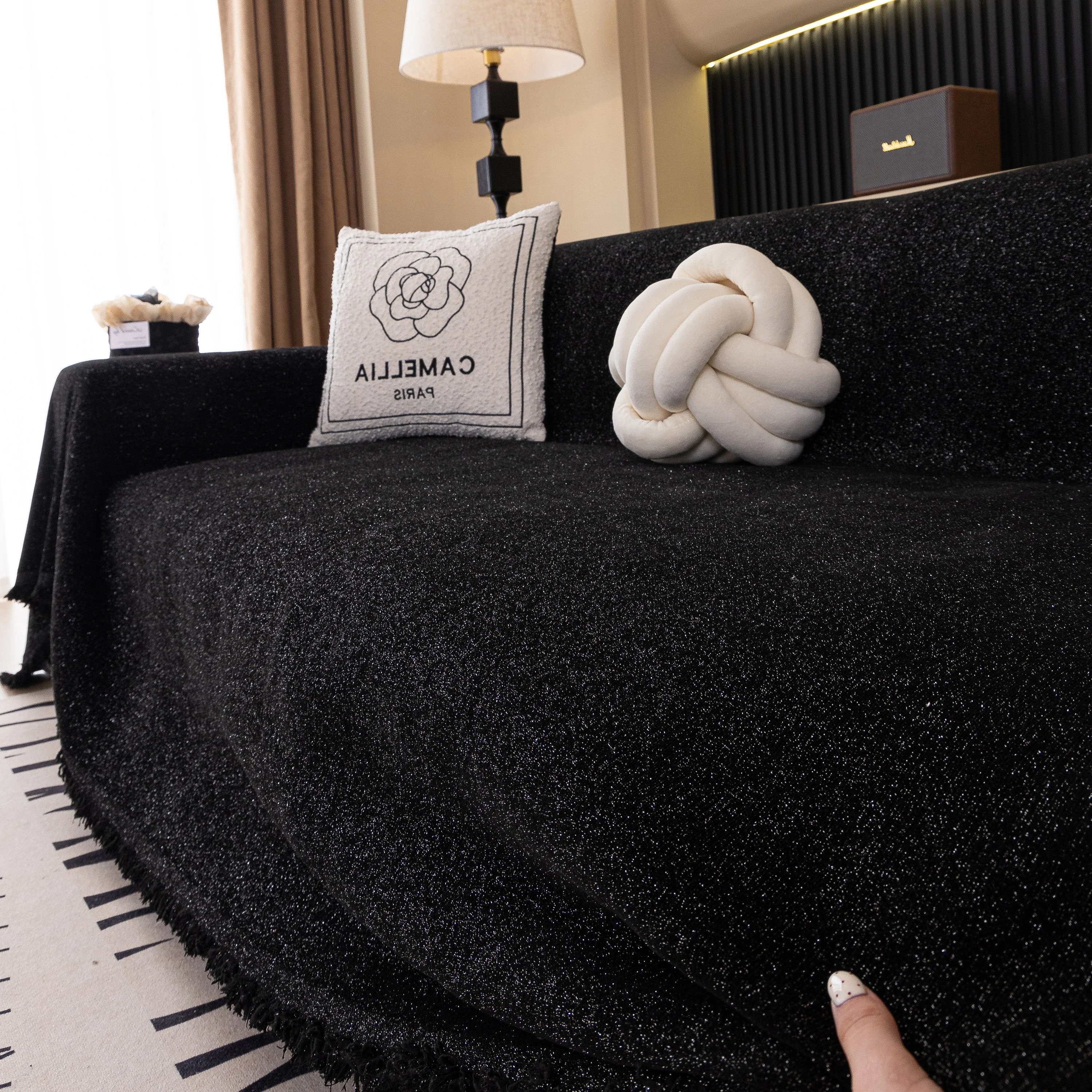 Solid Color Chenille Sofa Cover Blanket Furniture Covers for Sofas and Loveseats - Image 150