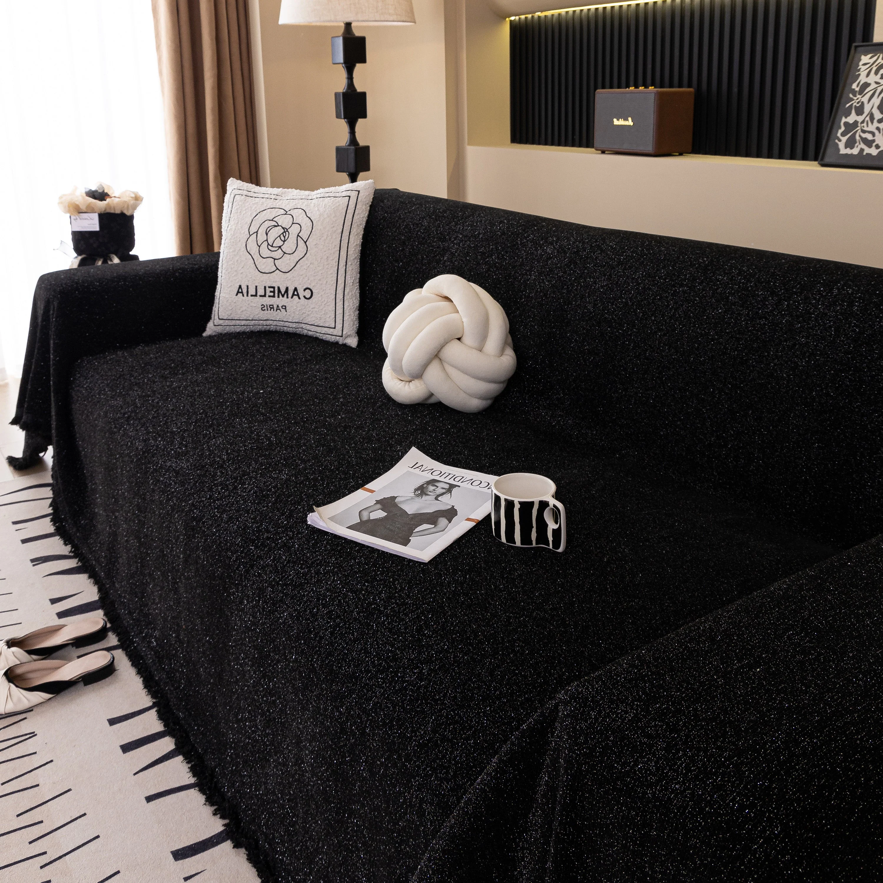 Solid Color Chenille Sofa Cover Blanket Furniture Covers for Sofas and Loveseats - Image 155