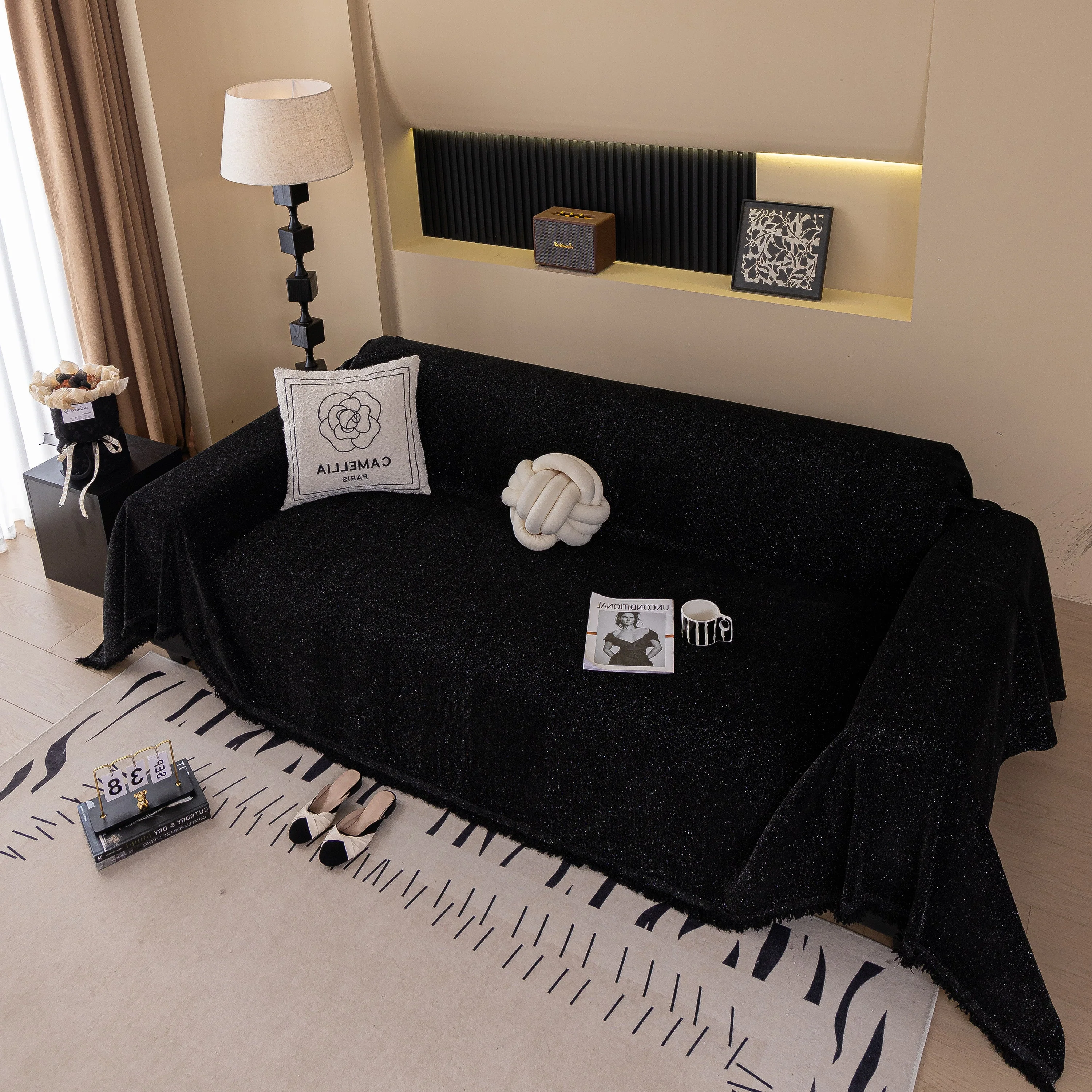 Solid Color Chenille Sofa Cover Blanket Furniture Covers for Sofas and Loveseats - Image 158