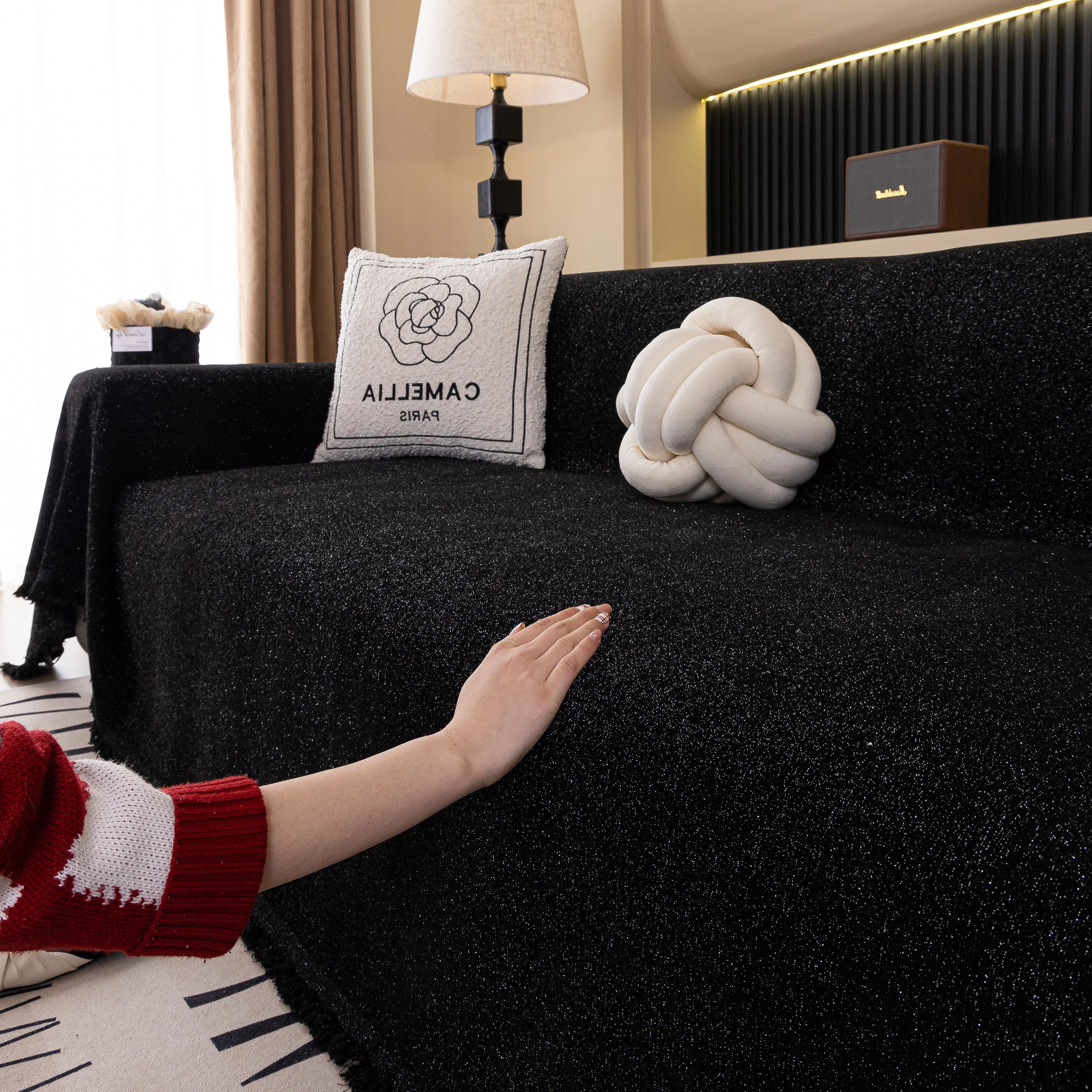 Solid Color Chenille Sofa Cover Blanket Furniture Covers for Sofas and Loveseats - Image 159