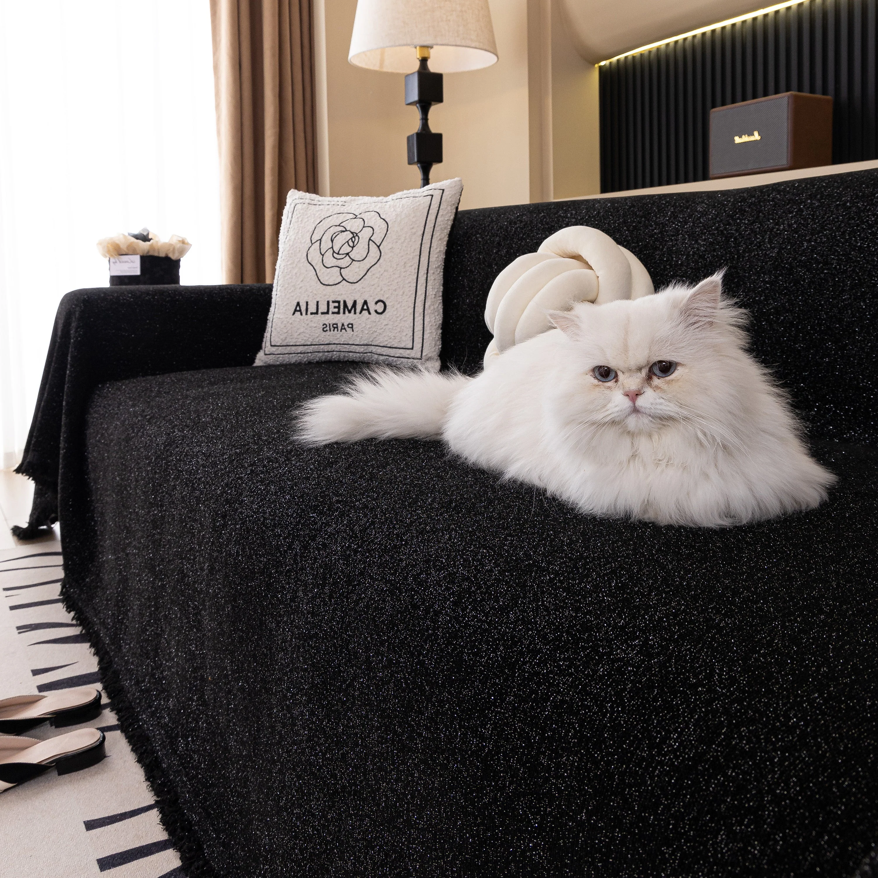 Solid Color Chenille Sofa Cover Blanket Furniture Covers for Sofas and Loveseats - Image 160