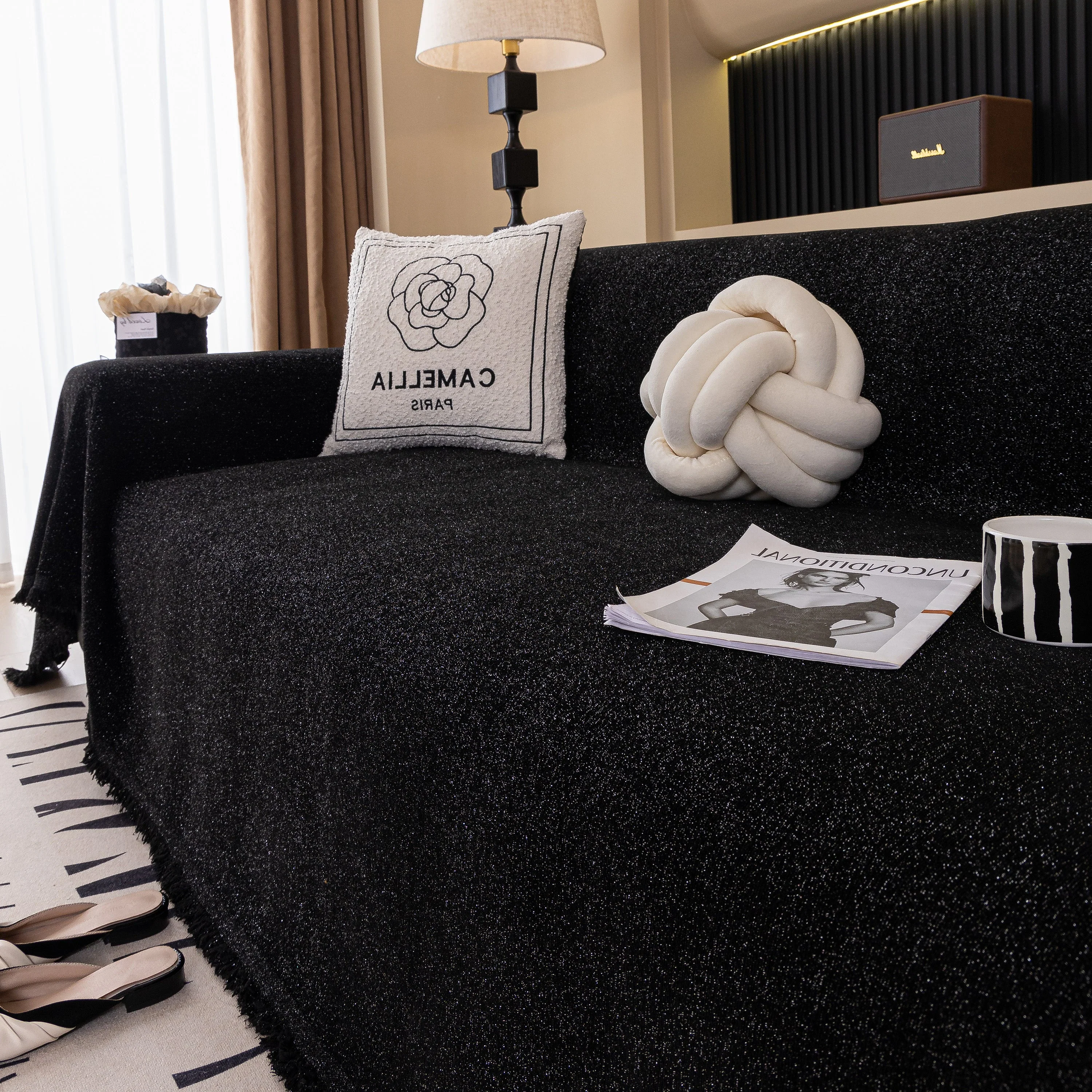 Solid Color Chenille Sofa Cover Blanket Furniture Covers for Sofas and Loveseats - Image 161