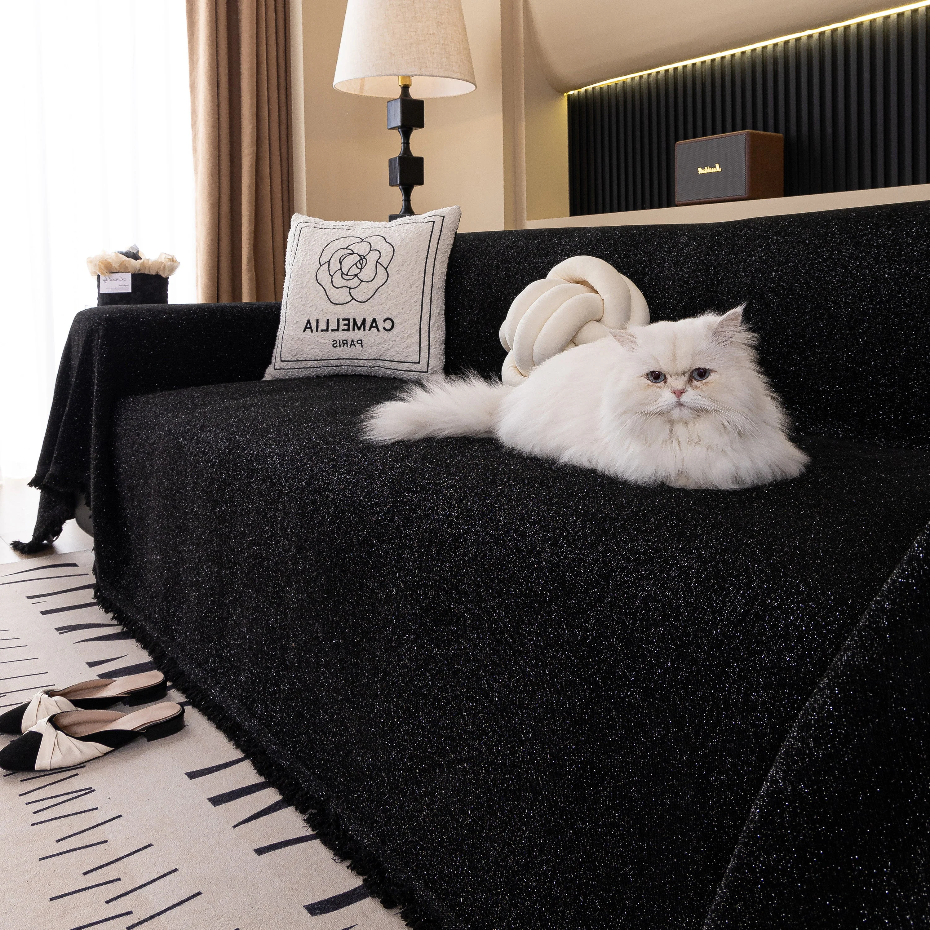 Solid Color Chenille Sofa Cover Blanket Furniture Covers for Sofas and Loveseats - Image 162