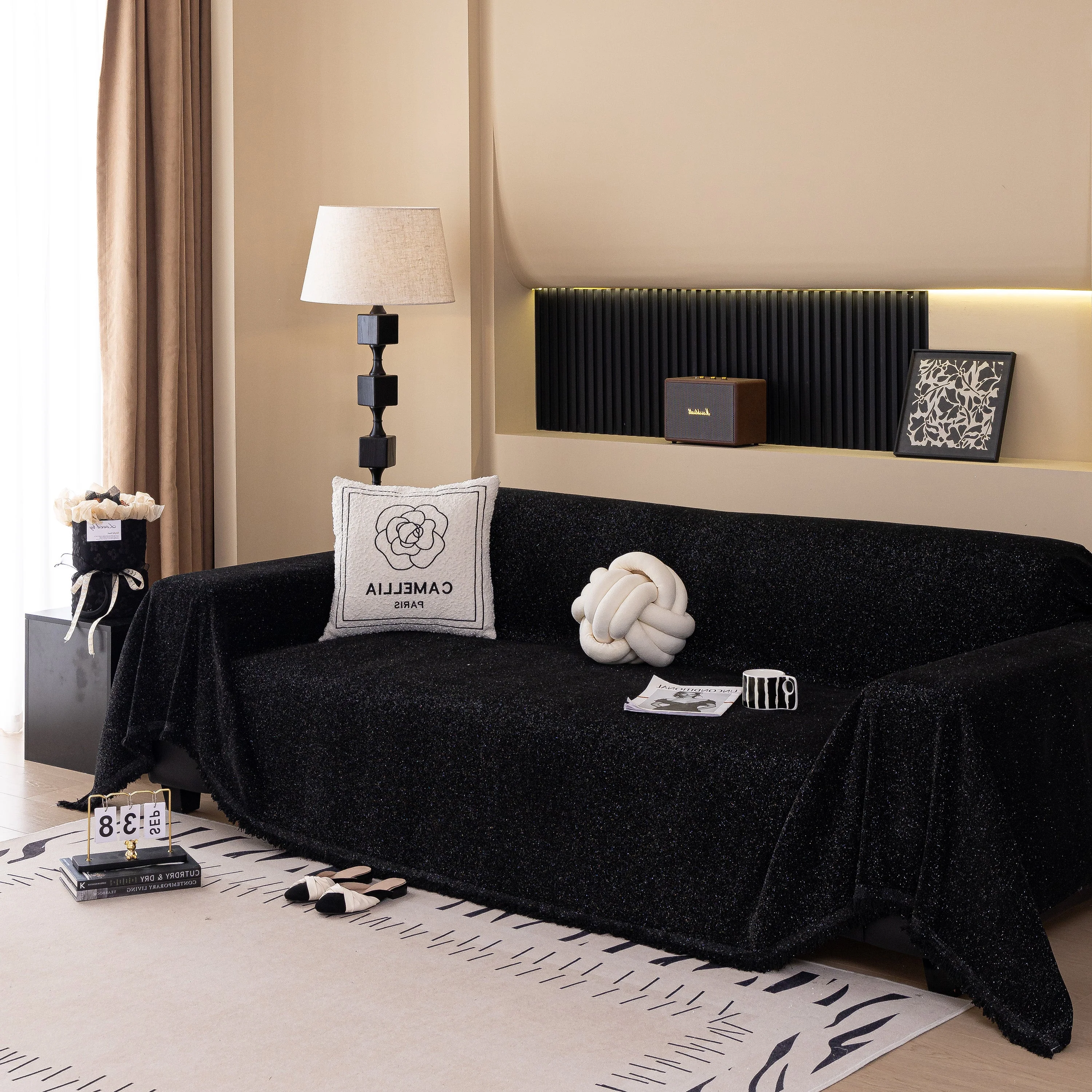 Solid Color Chenille Sofa Cover Blanket Furniture Covers for Sofas and Loveseats - Image 165