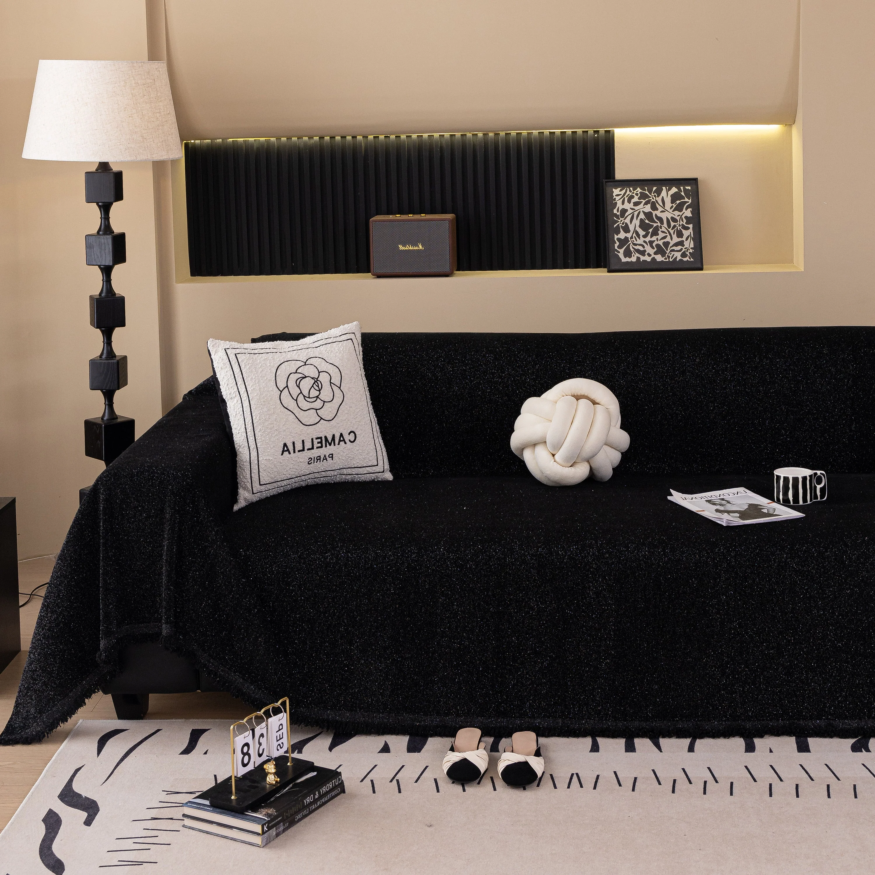 Solid Color Chenille Sofa Cover Blanket Furniture Covers for Sofas and Loveseats - Image 166
