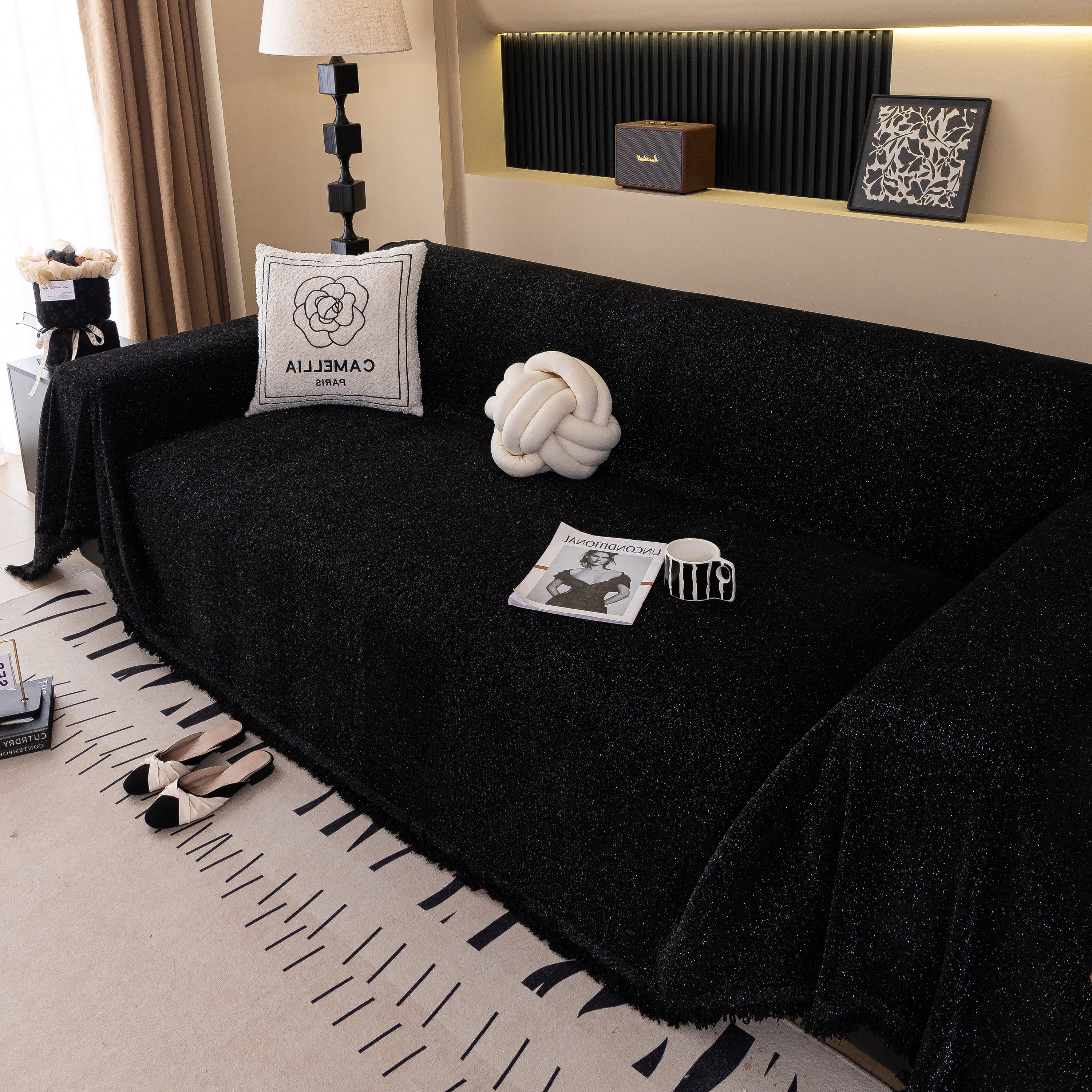 Solid Color Chenille Sofa Cover Blanket Furniture Covers for Sofas and Loveseats - Image 167