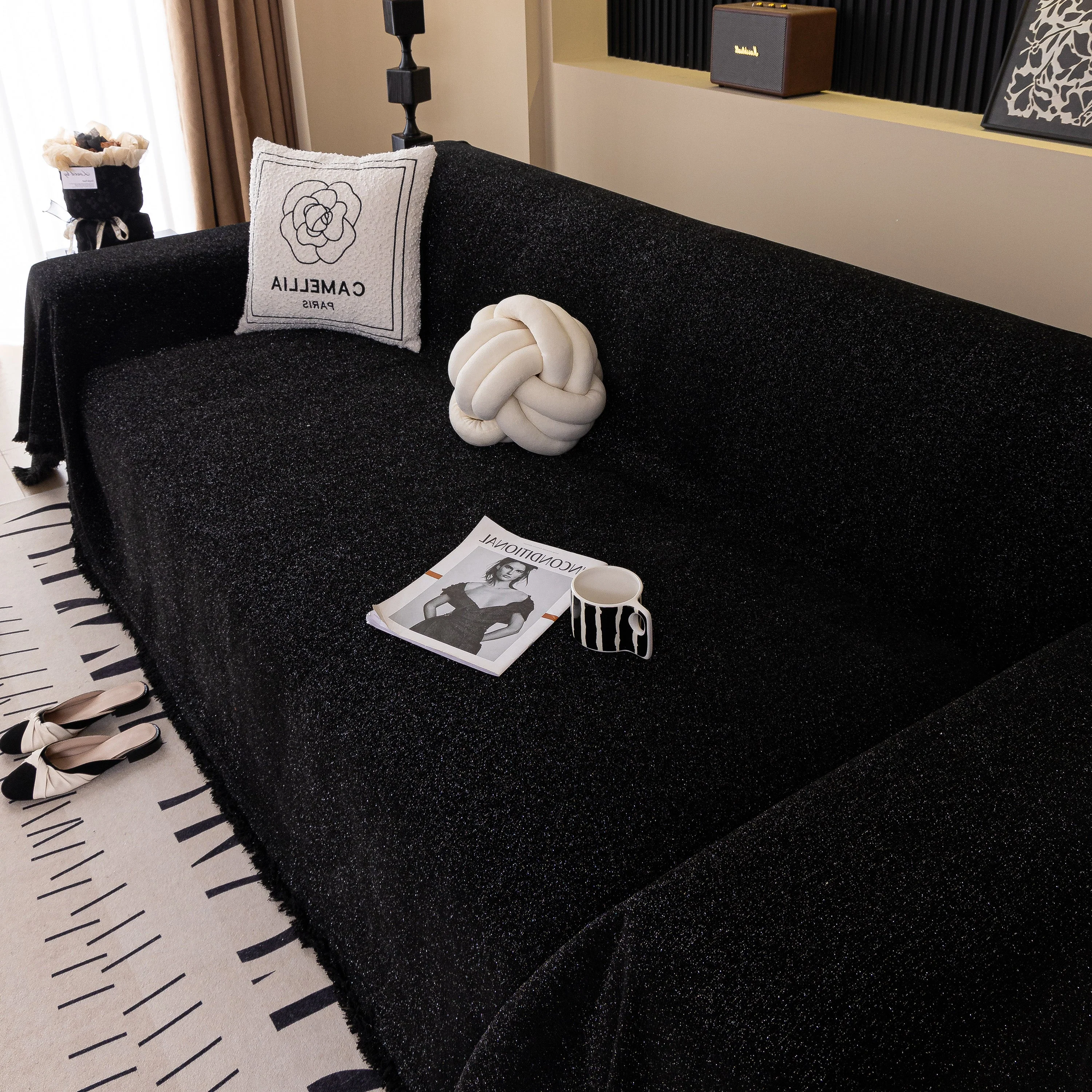 Solid Color Chenille Sofa Cover Blanket Furniture Covers for Sofas and Loveseats - Image 168