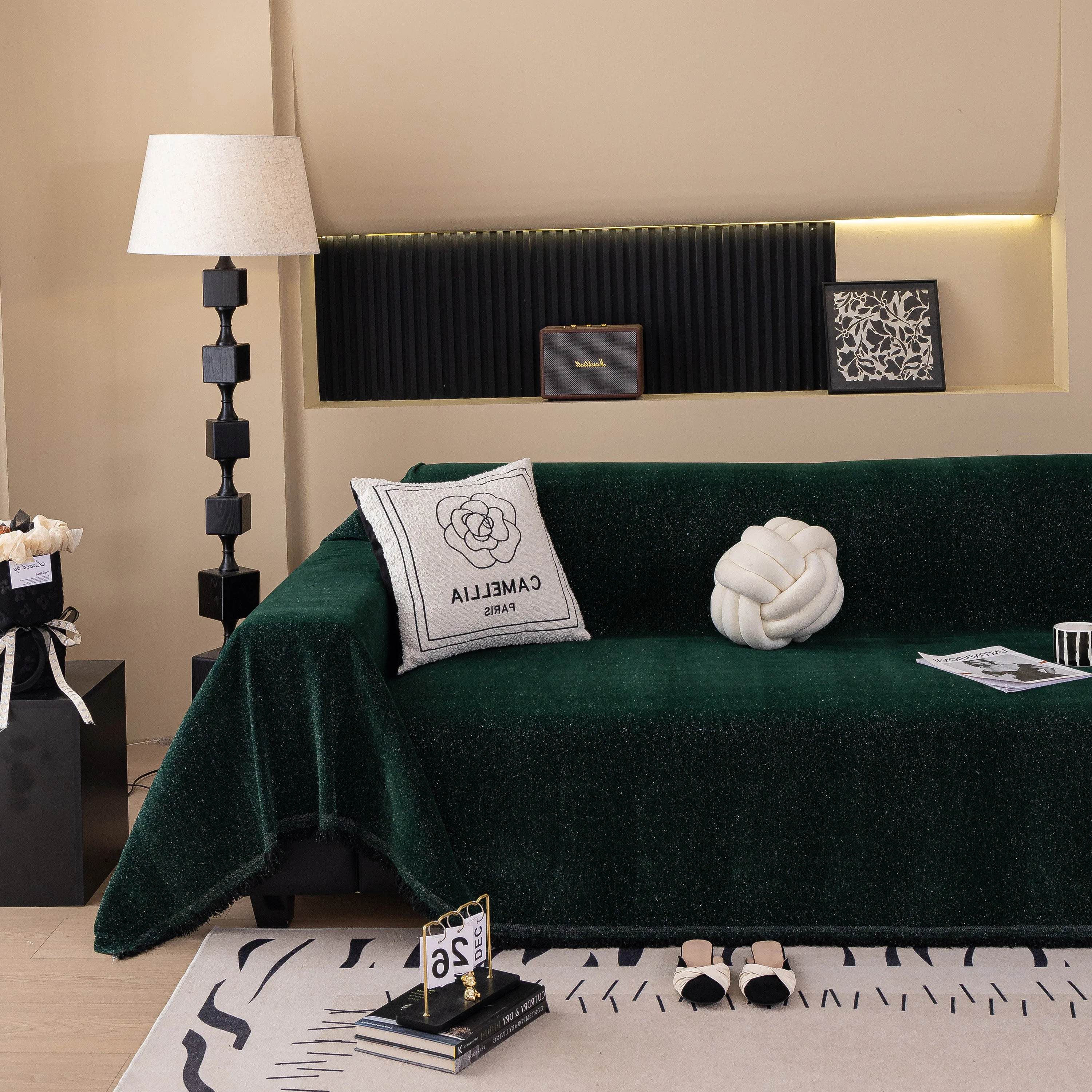 Solid Color Chenille Sofa Cover Blanket Furniture Covers for Sofas and Loveseats - Image 2