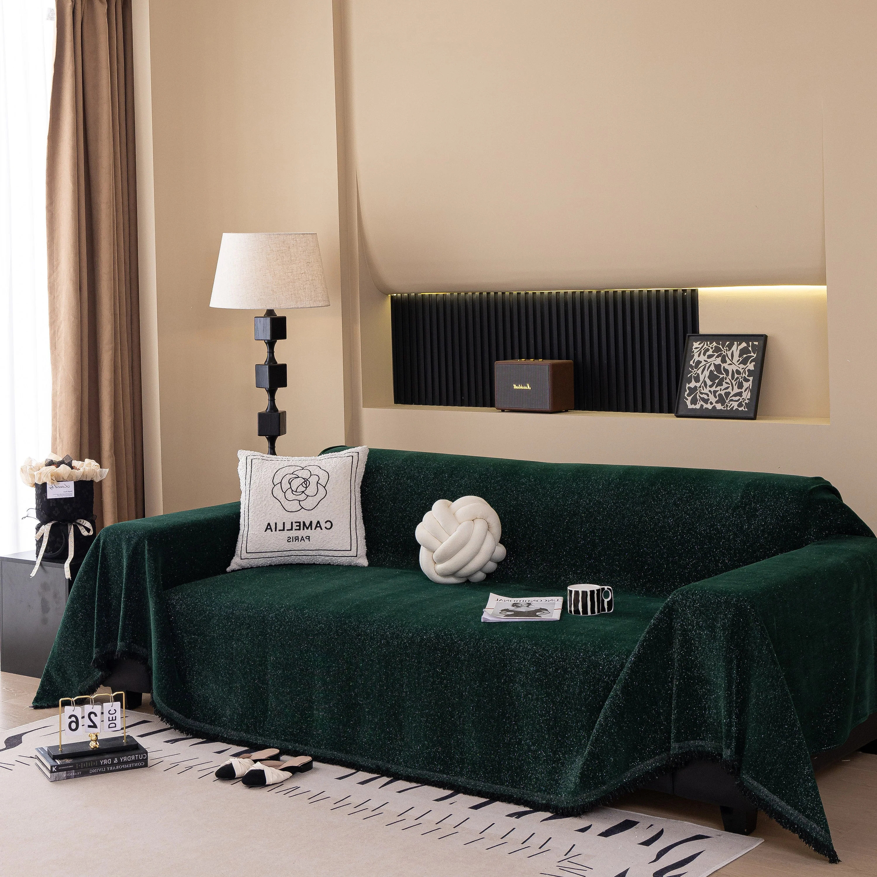 Solid Color Chenille Sofa Cover Blanket Furniture Covers for Sofas and Loveseats - Image 23