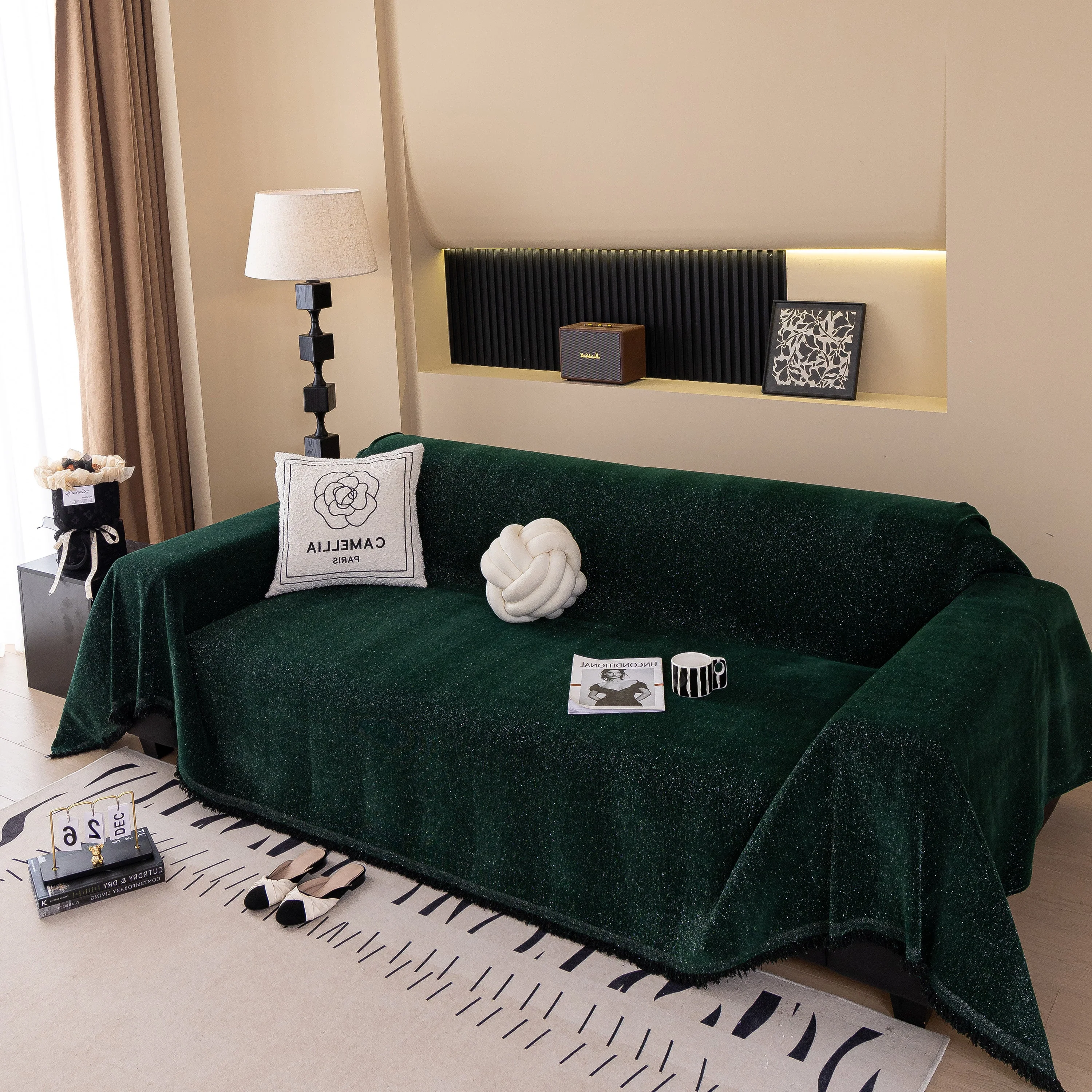 Solid Color Chenille Sofa Cover Blanket Furniture Covers for Sofas and Loveseats - Image 24
