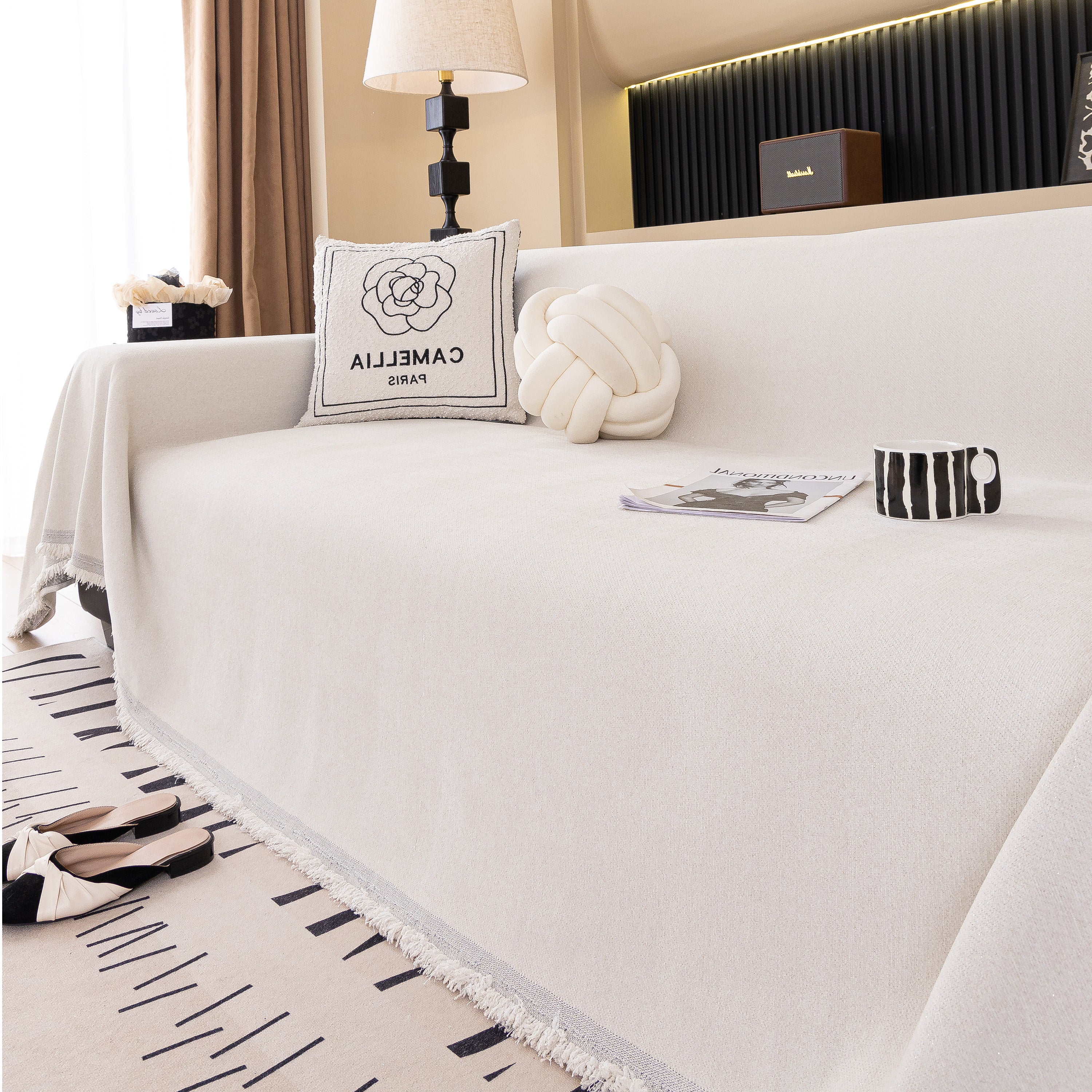 Solid Color Chenille Sofa Cover Blanket Furniture Covers for Sofas and Loveseats - Image 26
