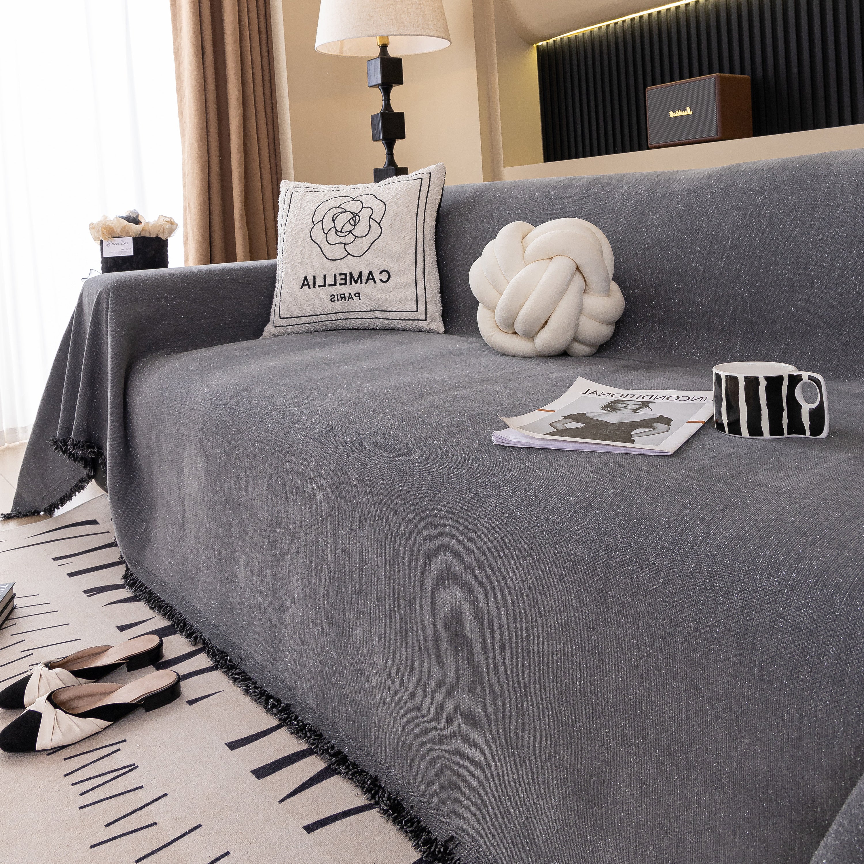 Solid Color Chenille Sofa Cover Blanket Furniture Covers for Sofas and Loveseats - Image 27