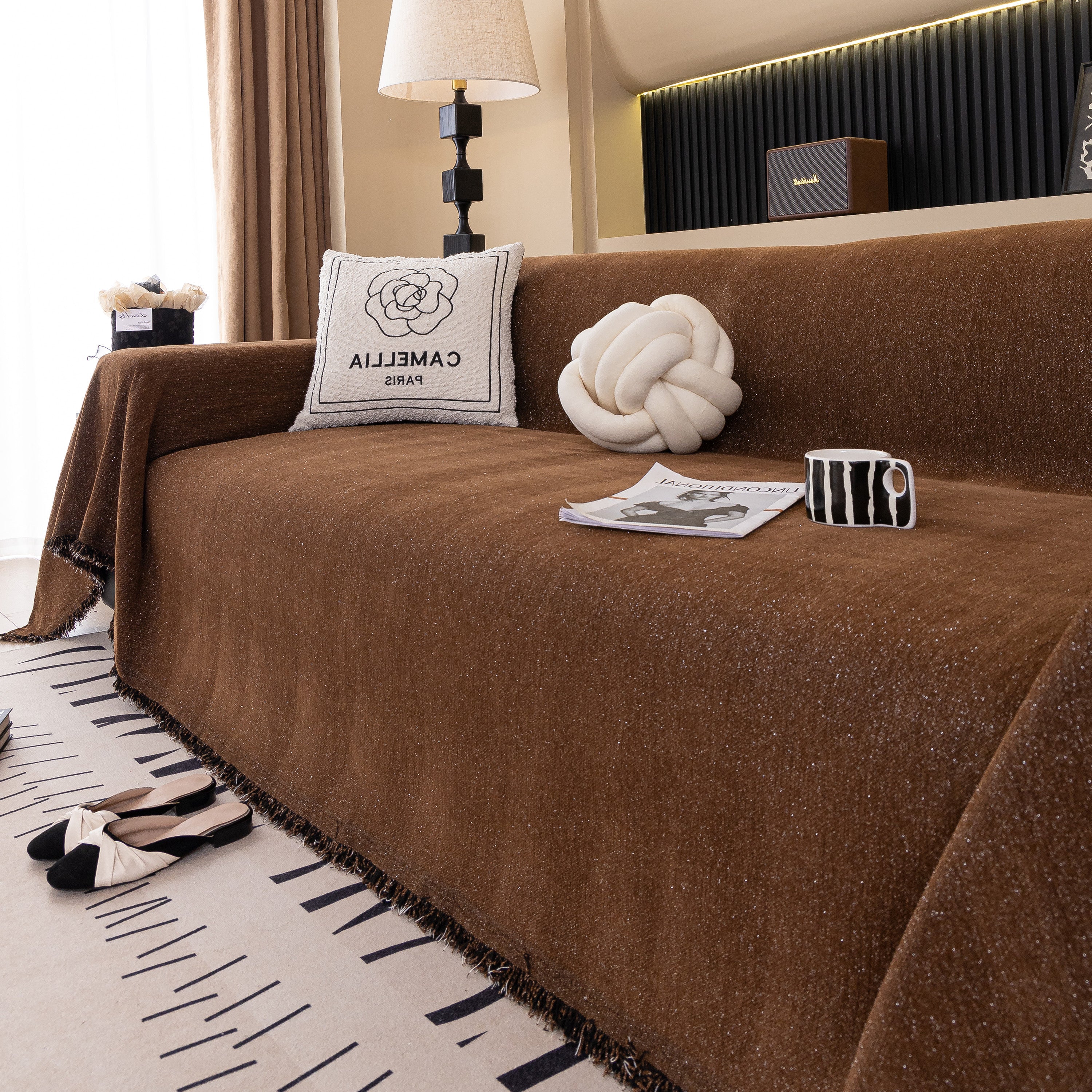 Solid Color Chenille Sofa Cover Blanket Furniture Covers for Sofas and Loveseats - Image 28