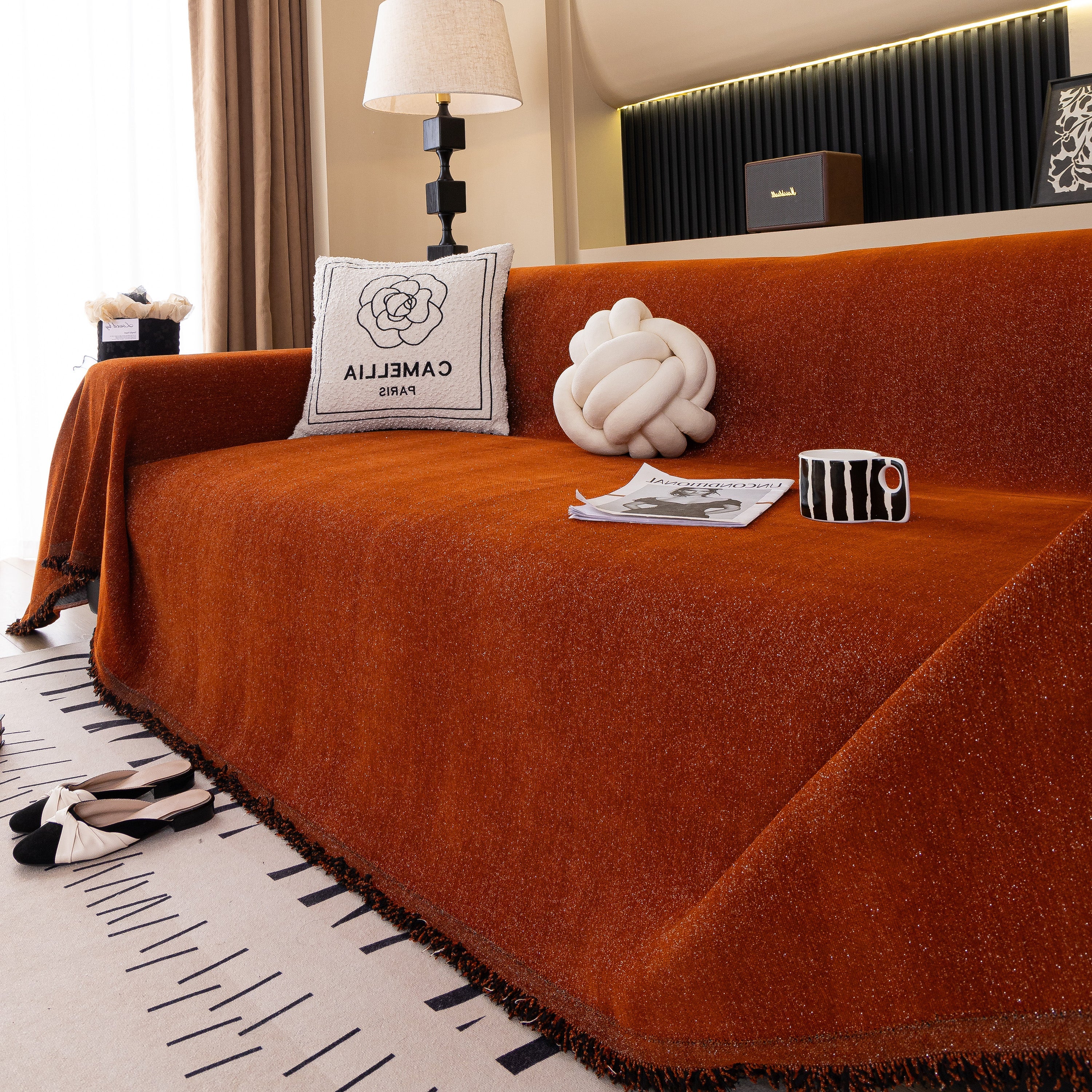 Solid Color Chenille Sofa Cover Blanket Furniture Covers for Sofas and Loveseats - Image 30