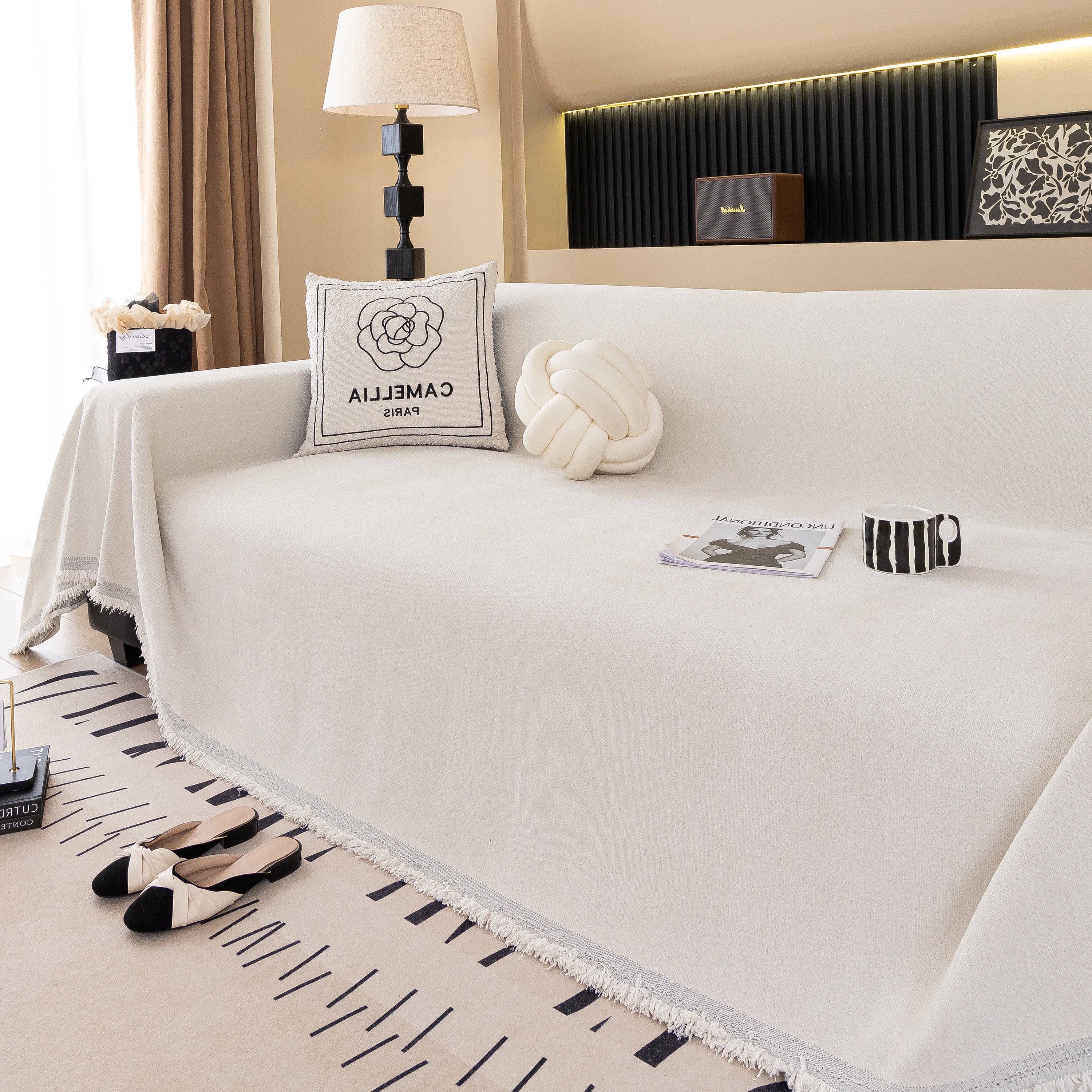 Solid Color Chenille Sofa Cover Blanket Furniture Covers for Sofas and Loveseats - Image 43