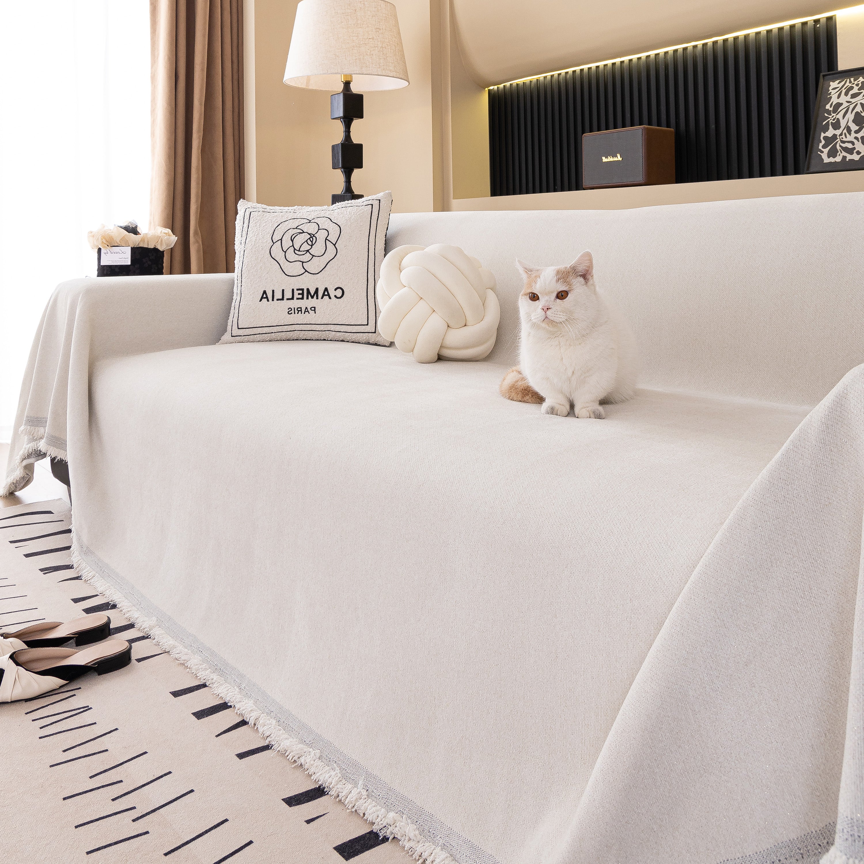 Solid Color Chenille Sofa Cover Blanket Furniture Covers for Sofas and Loveseats - Image 53