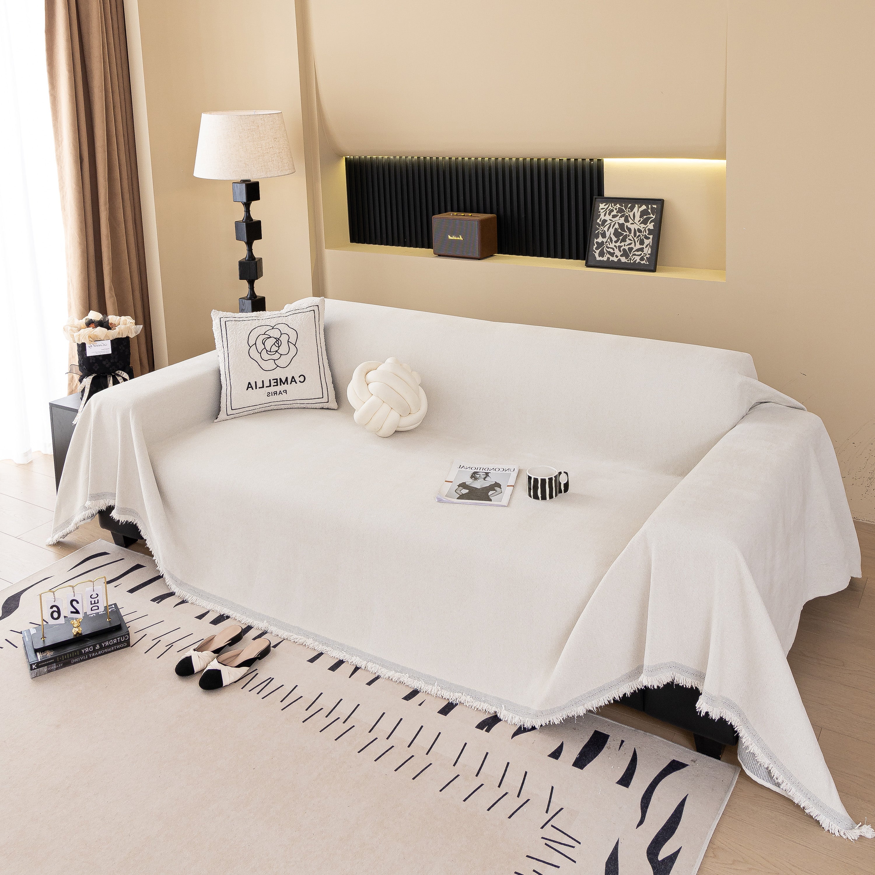 Solid Color Chenille Sofa Cover Blanket Furniture Covers for Sofas and Loveseats - Image 54