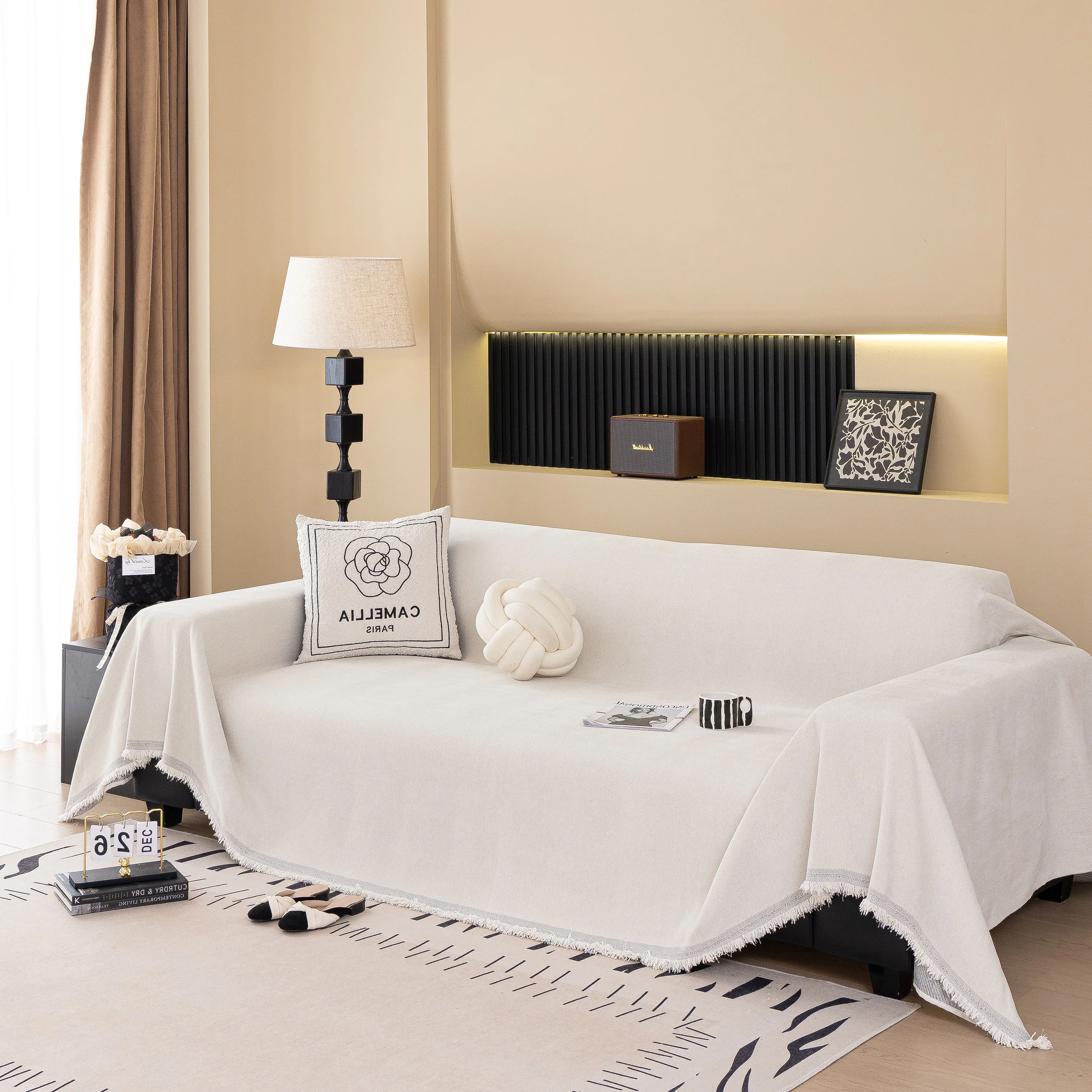Solid Color Chenille Sofa Cover Blanket Furniture Covers for Sofas and Loveseats - Image 55