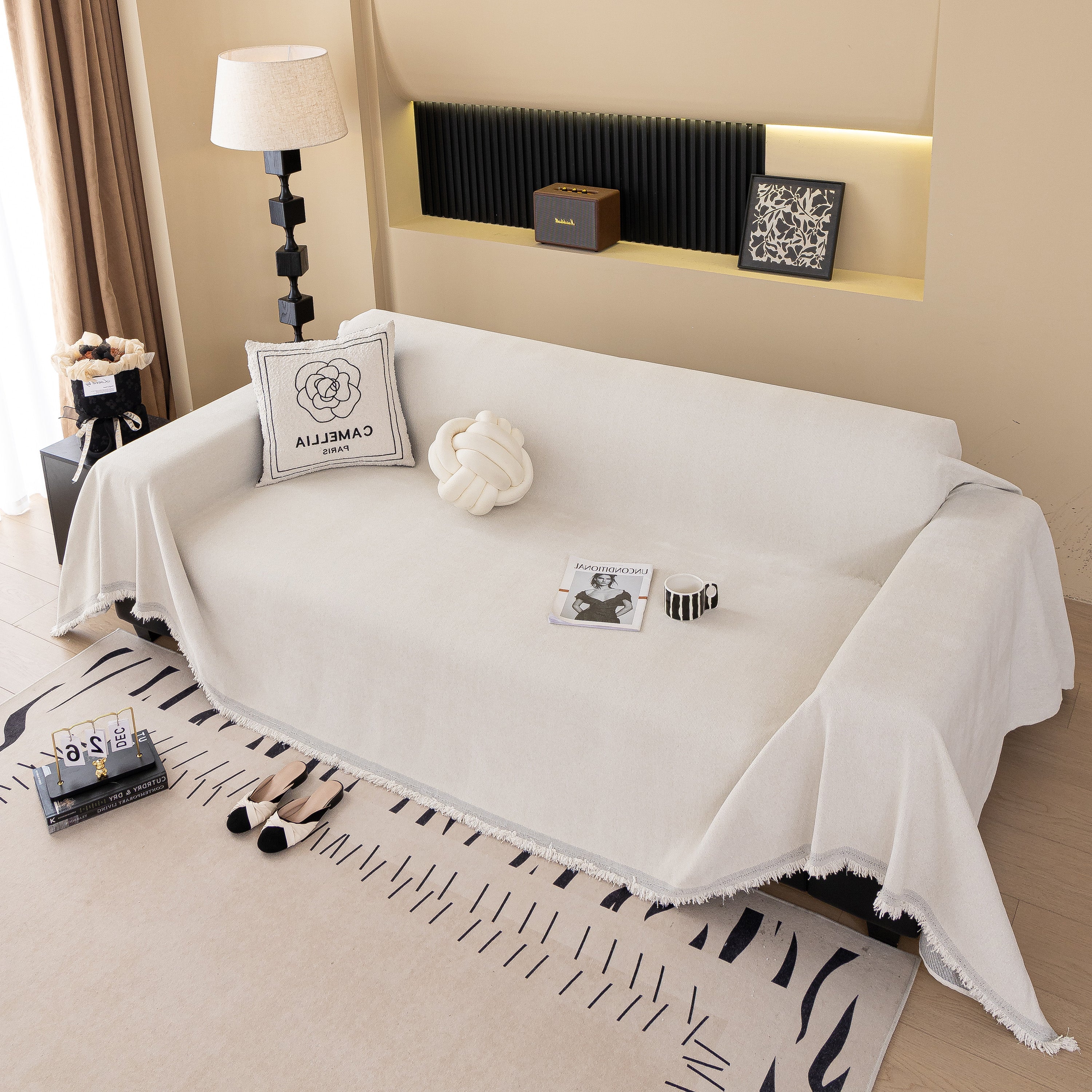 Solid Color Chenille Sofa Cover Blanket Furniture Covers for Sofas and Loveseats - Image 56