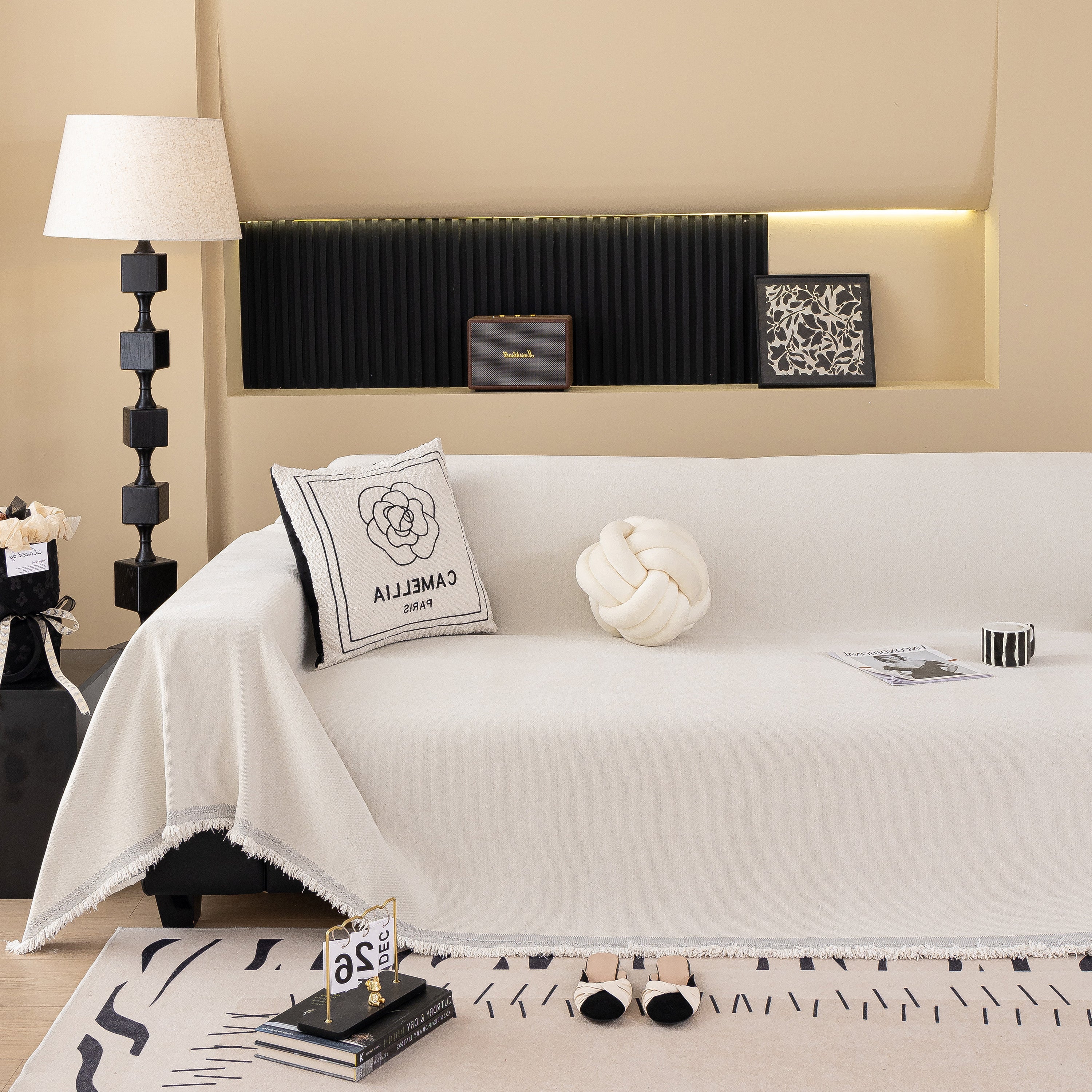 Solid Color Chenille Sofa Cover Blanket Furniture Covers for Sofas and Loveseats - Image 57