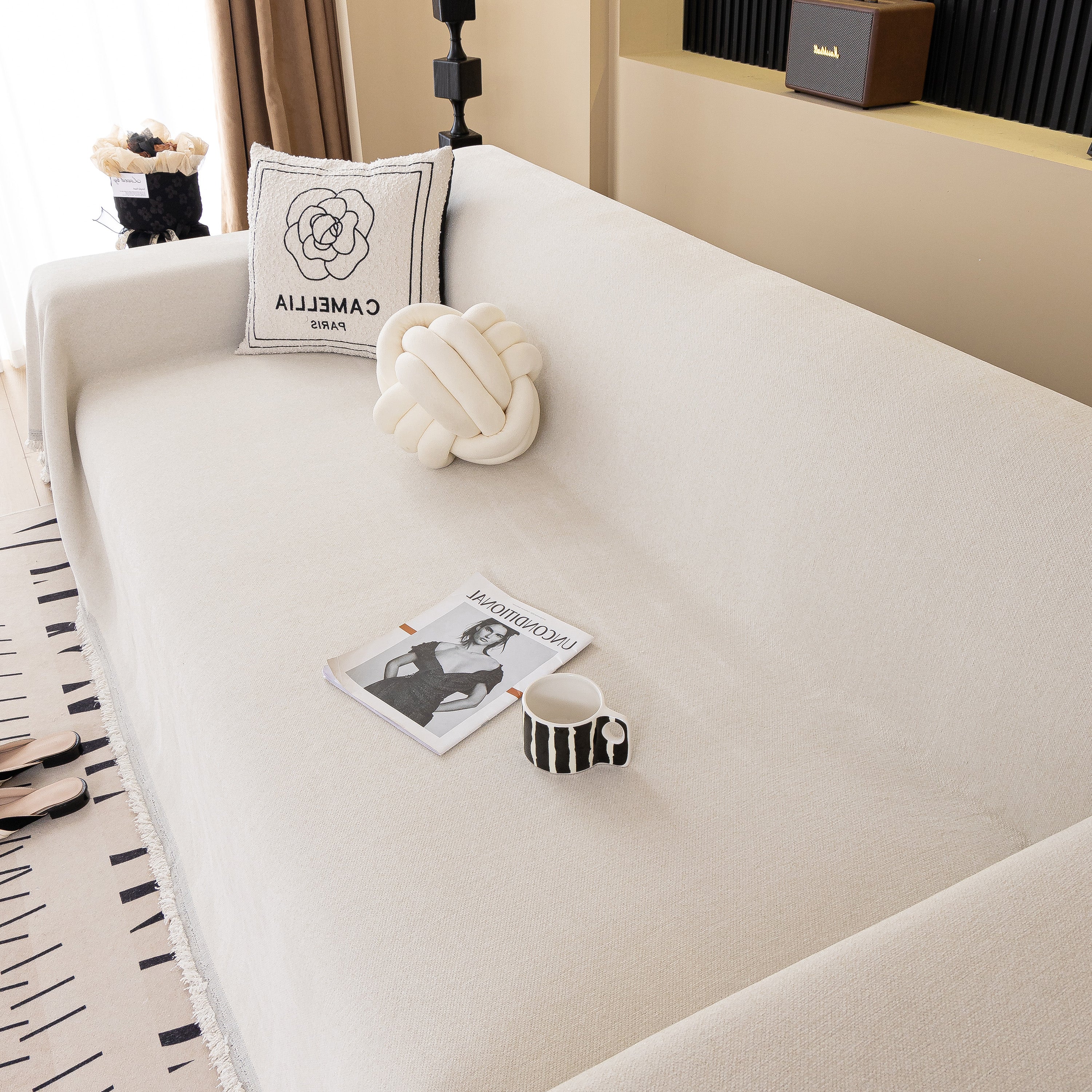 Solid Color Chenille Sofa Cover Blanket Furniture Covers for Sofas and Loveseats - Image 58