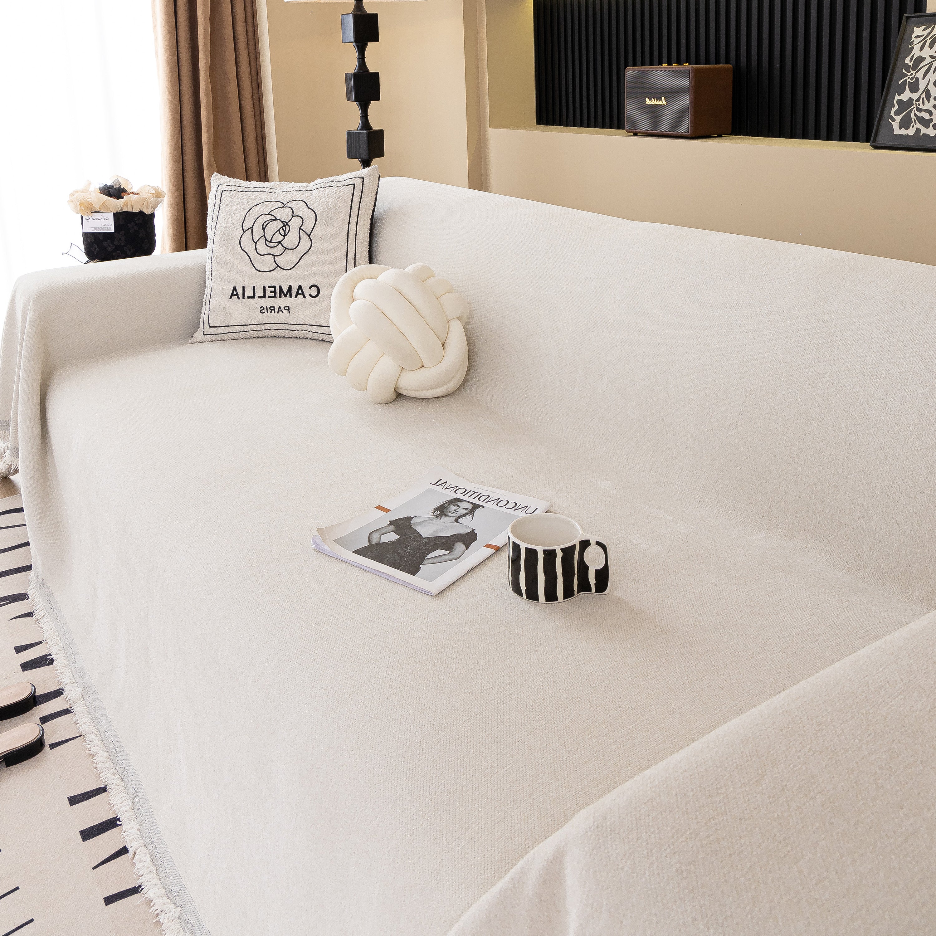 Solid Color Chenille Sofa Cover Blanket Furniture Covers for Sofas and Loveseats - Image 60