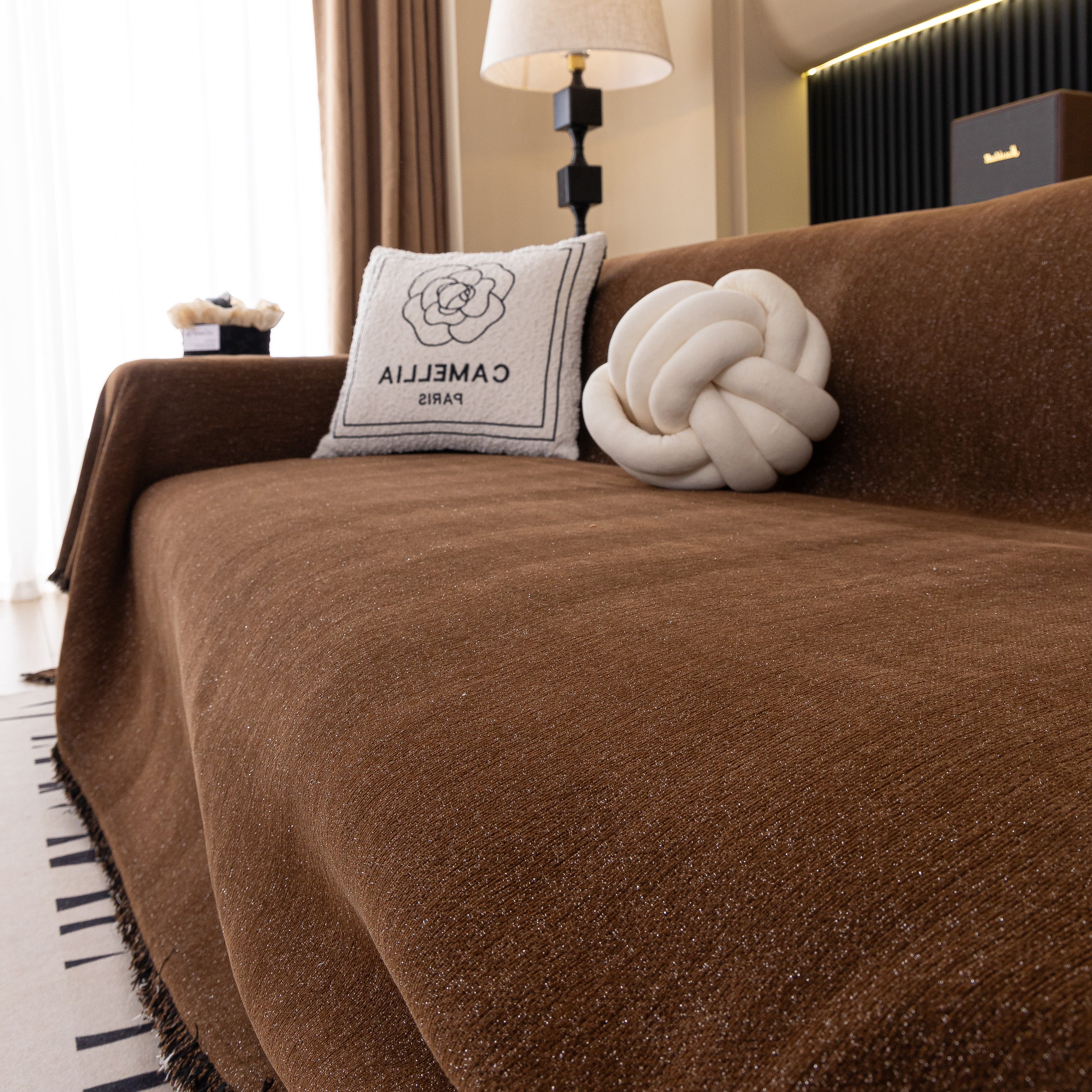 Solid Color Chenille Sofa Cover Blanket Furniture Covers for Sofas and Loveseats - Image 65