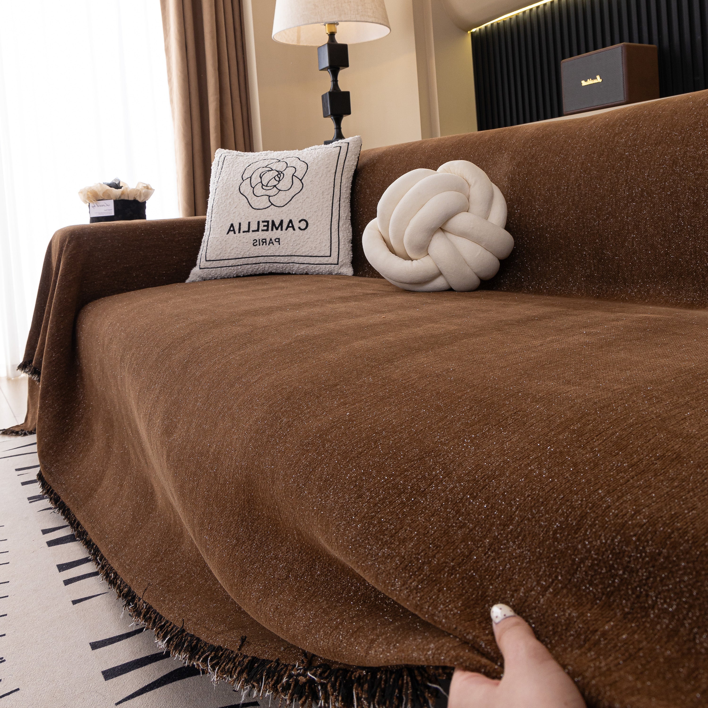 Solid Color Chenille Sofa Cover Blanket Furniture Covers for Sofas and Loveseats - Image 67