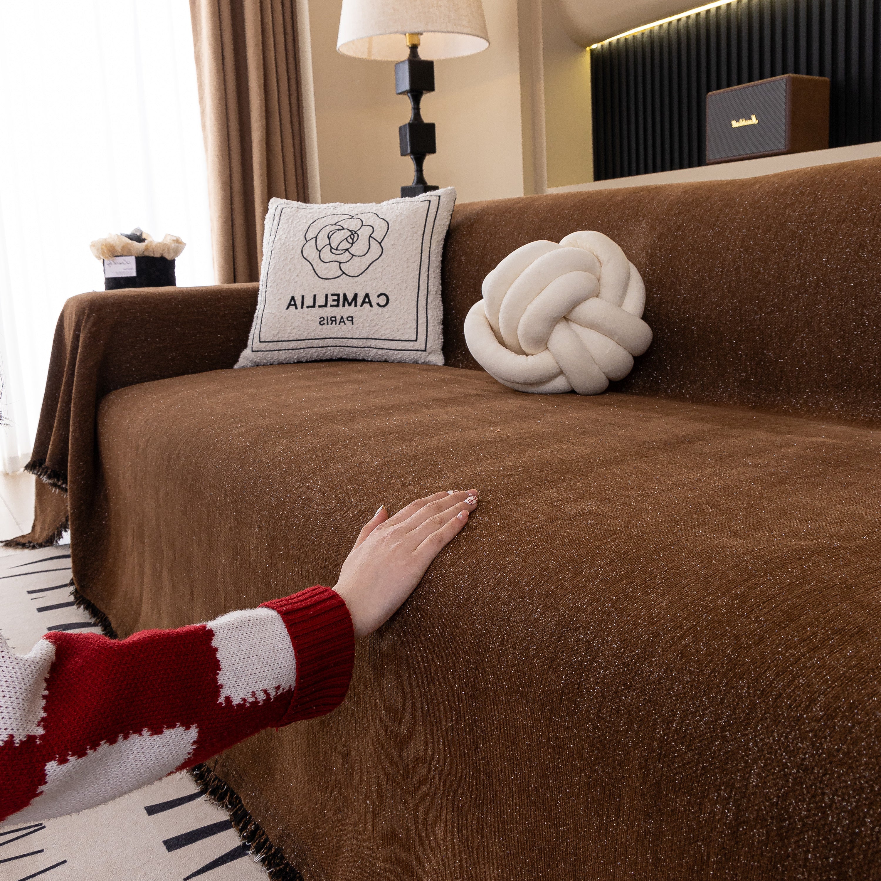 Solid Color Chenille Sofa Cover Blanket Furniture Covers for Sofas and Loveseats - Image 72