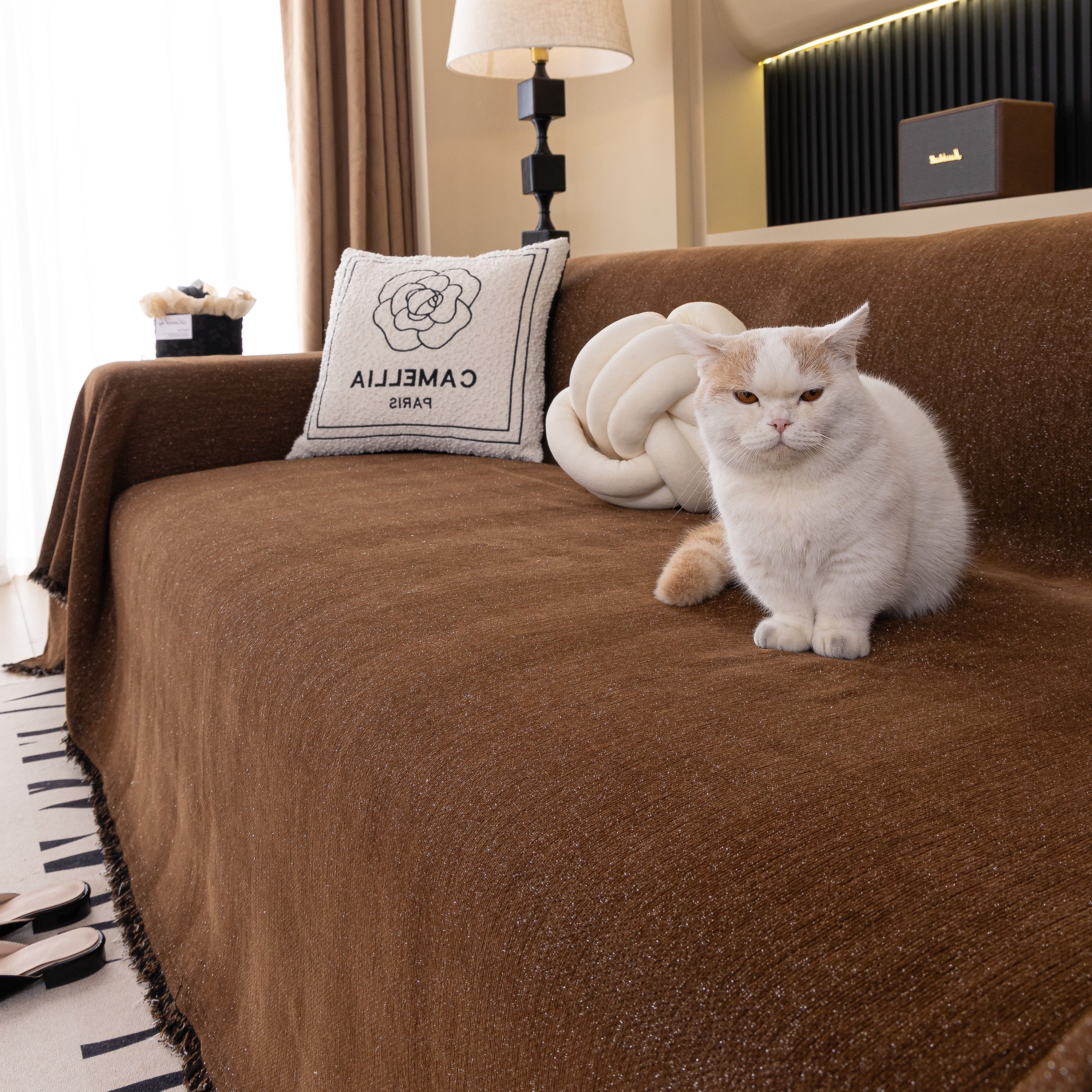 Solid Color Chenille Sofa Cover Blanket Furniture Covers for Sofas and Loveseats - Image 73