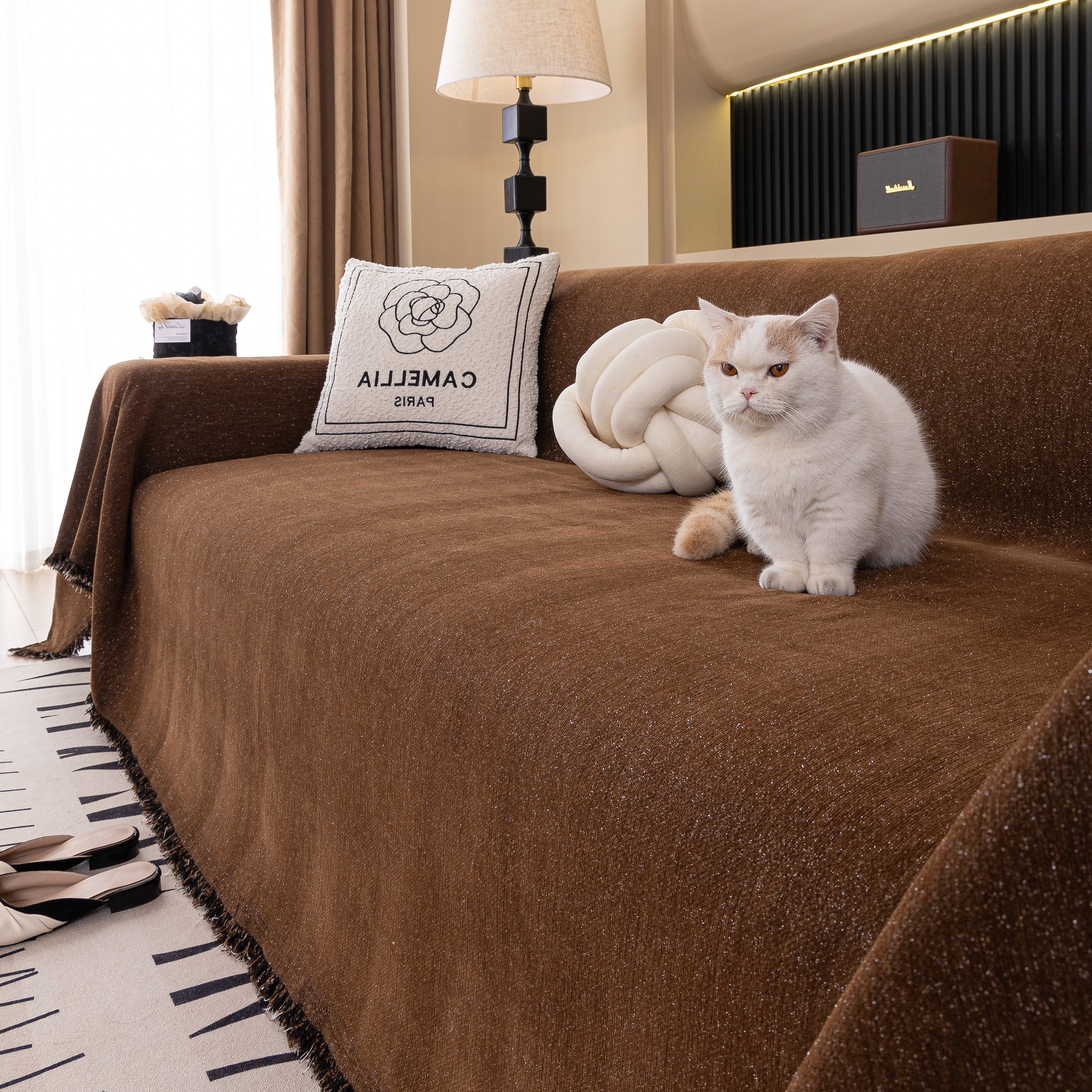 Solid Color Chenille Sofa Cover Blanket Furniture Covers for Sofas and Loveseats - Image 74