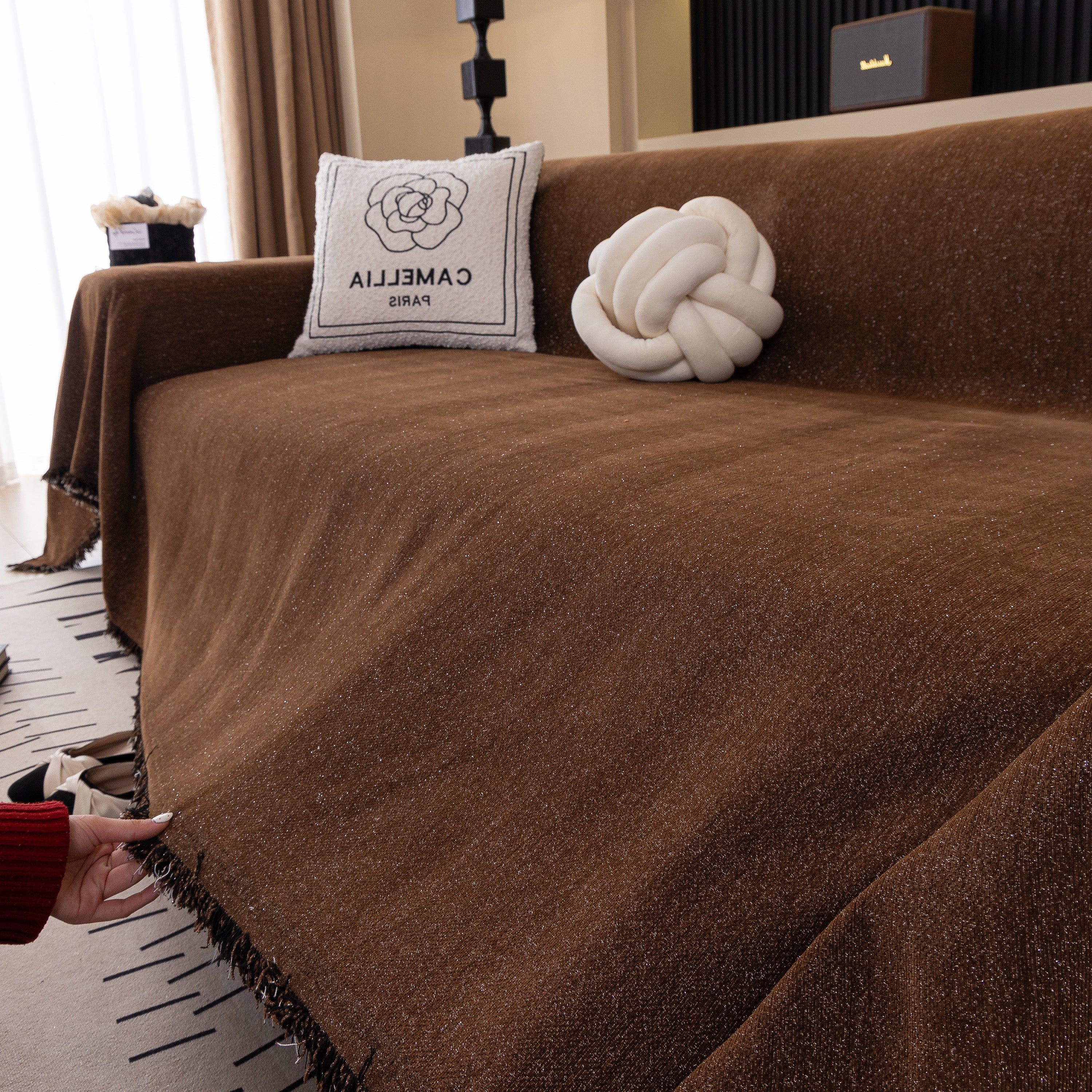 Solid Color Chenille Sofa Cover Blanket Furniture Covers for Sofas and Loveseats - Image 75