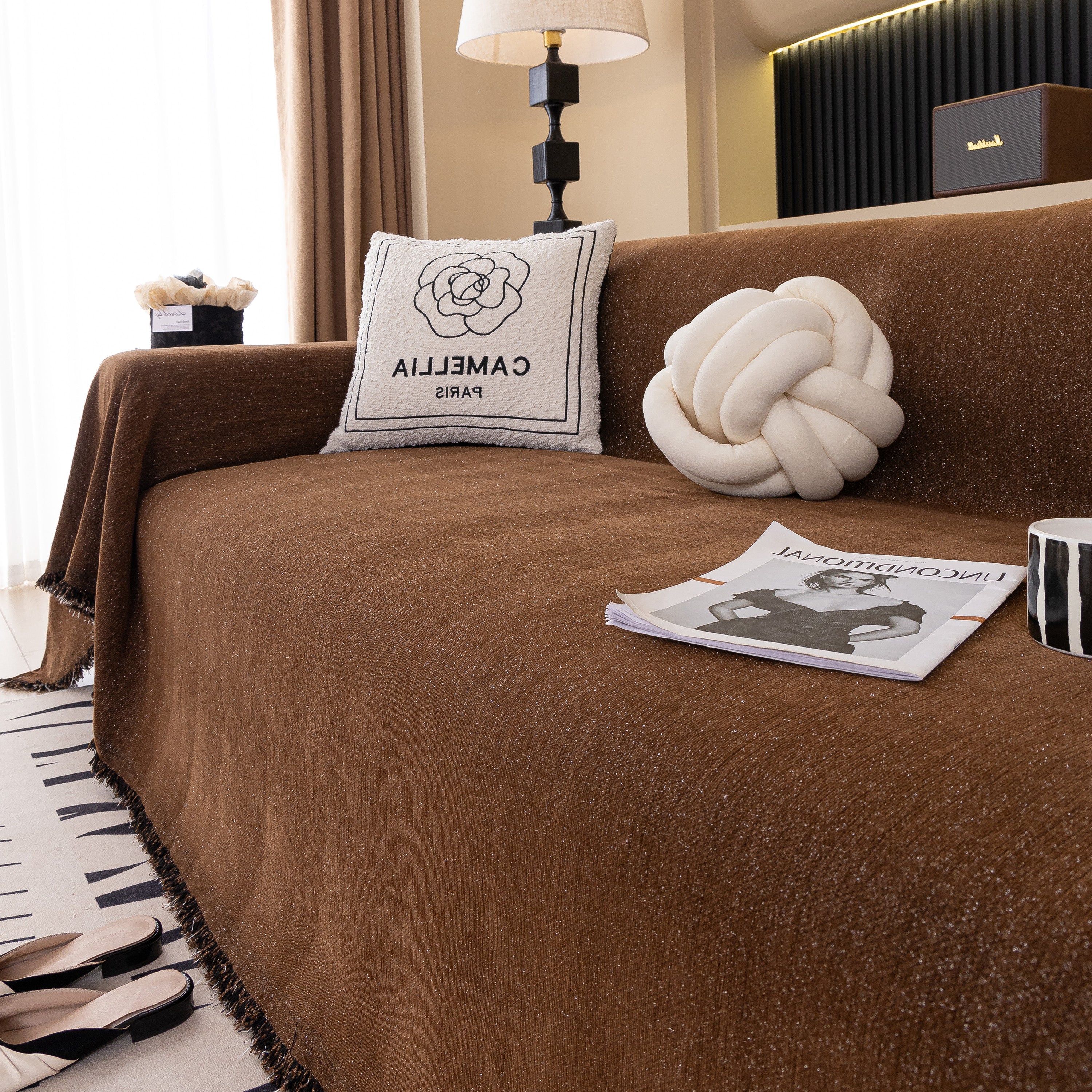 Solid Color Chenille Sofa Cover Blanket Furniture Covers for Sofas and Loveseats - Image 76