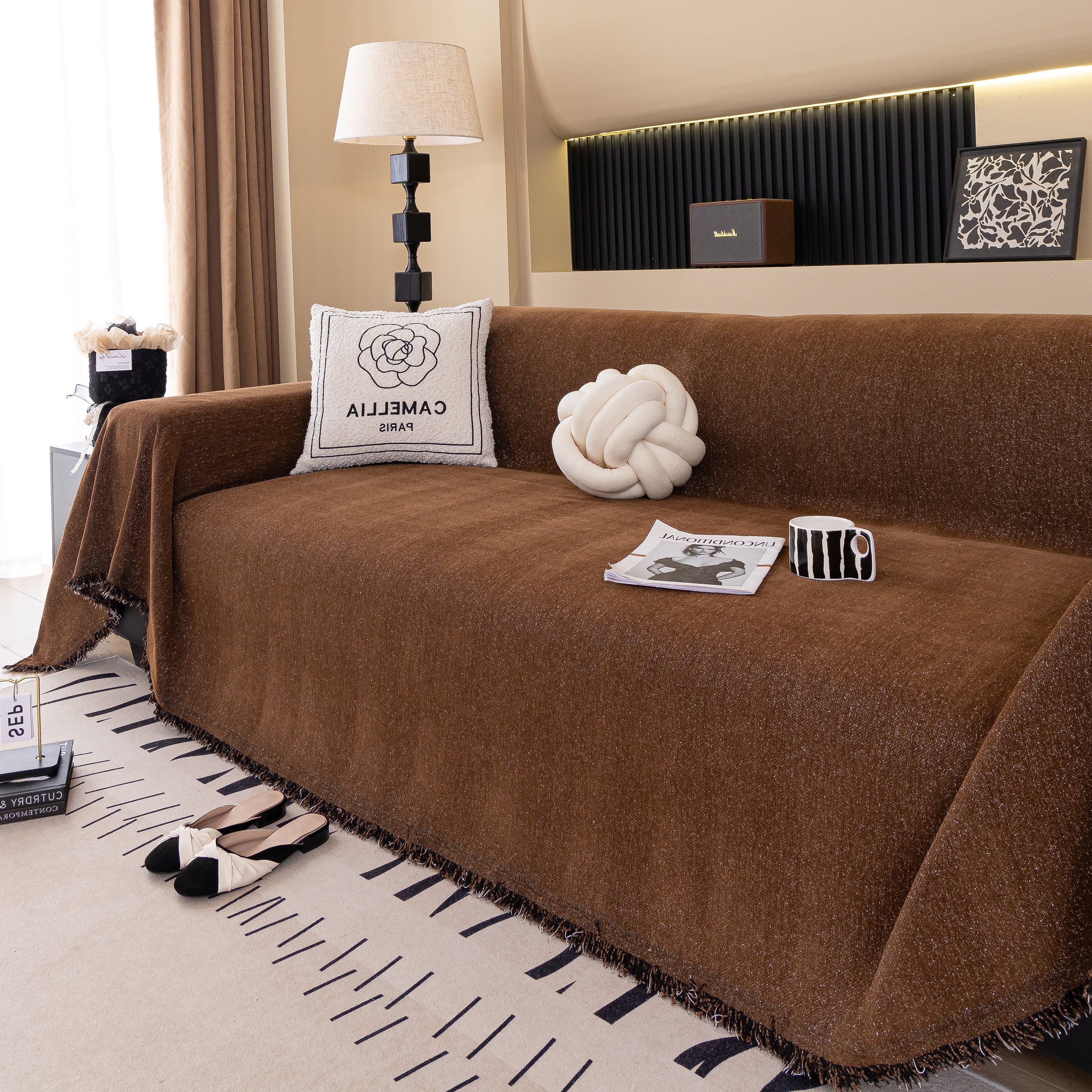 Solid Color Chenille Sofa Cover Blanket Furniture Covers for Sofas and Loveseats - Image 77