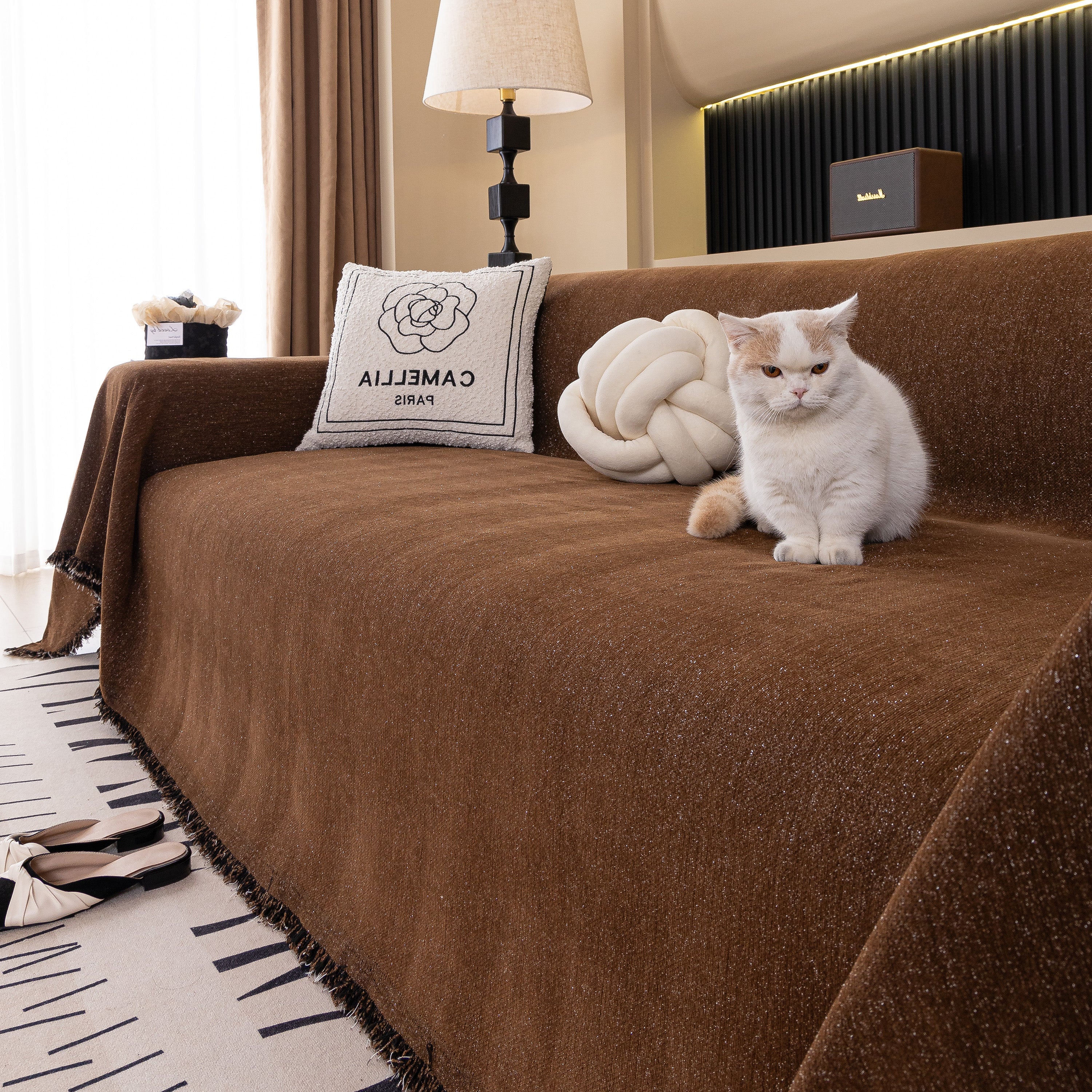 Solid Color Chenille Sofa Cover Blanket Furniture Covers for Sofas and Loveseats - Image 78
