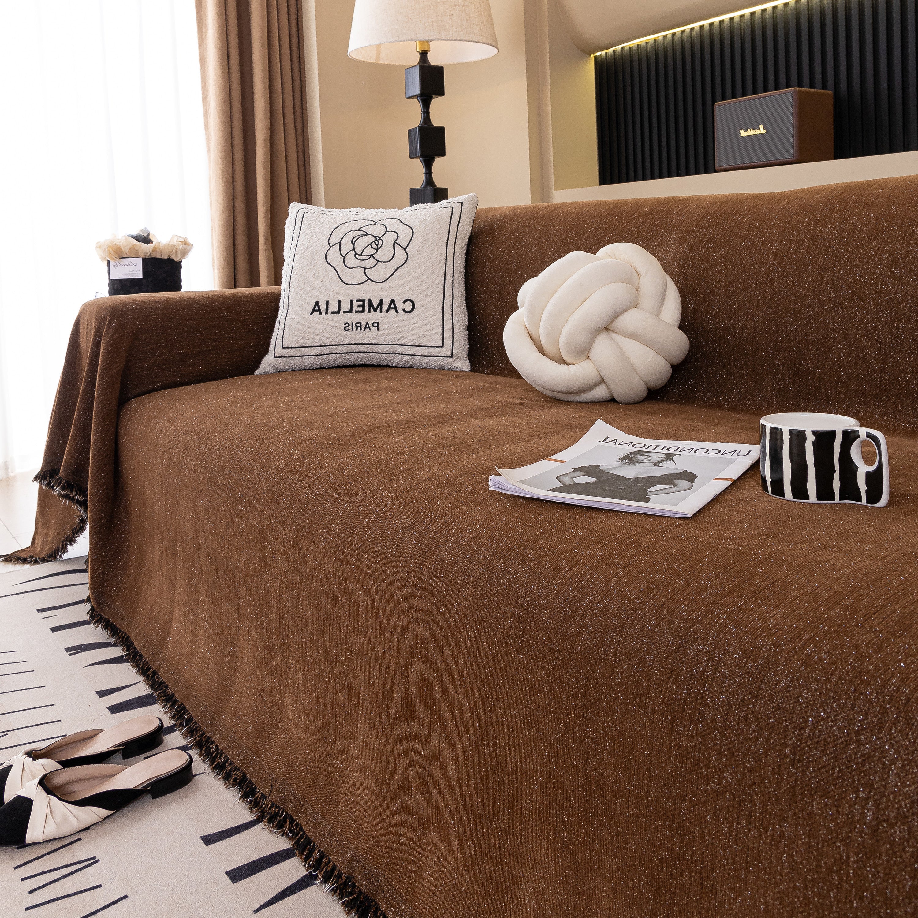 Solid Color Chenille Sofa Cover Blanket Furniture Covers for Sofas and Loveseats - Image 81