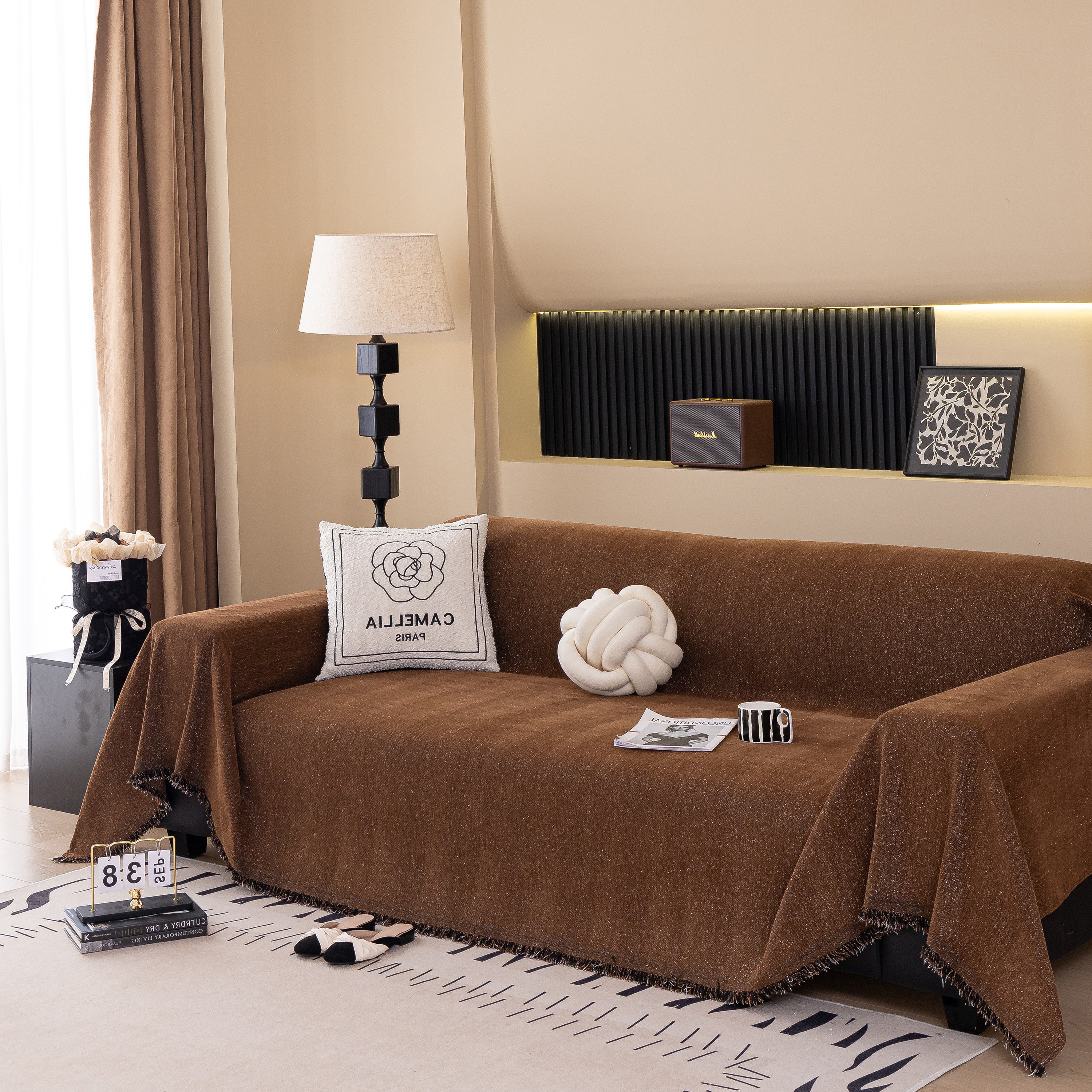 Solid Color Chenille Sofa Cover Blanket Furniture Covers for Sofas and Loveseats - Image 83