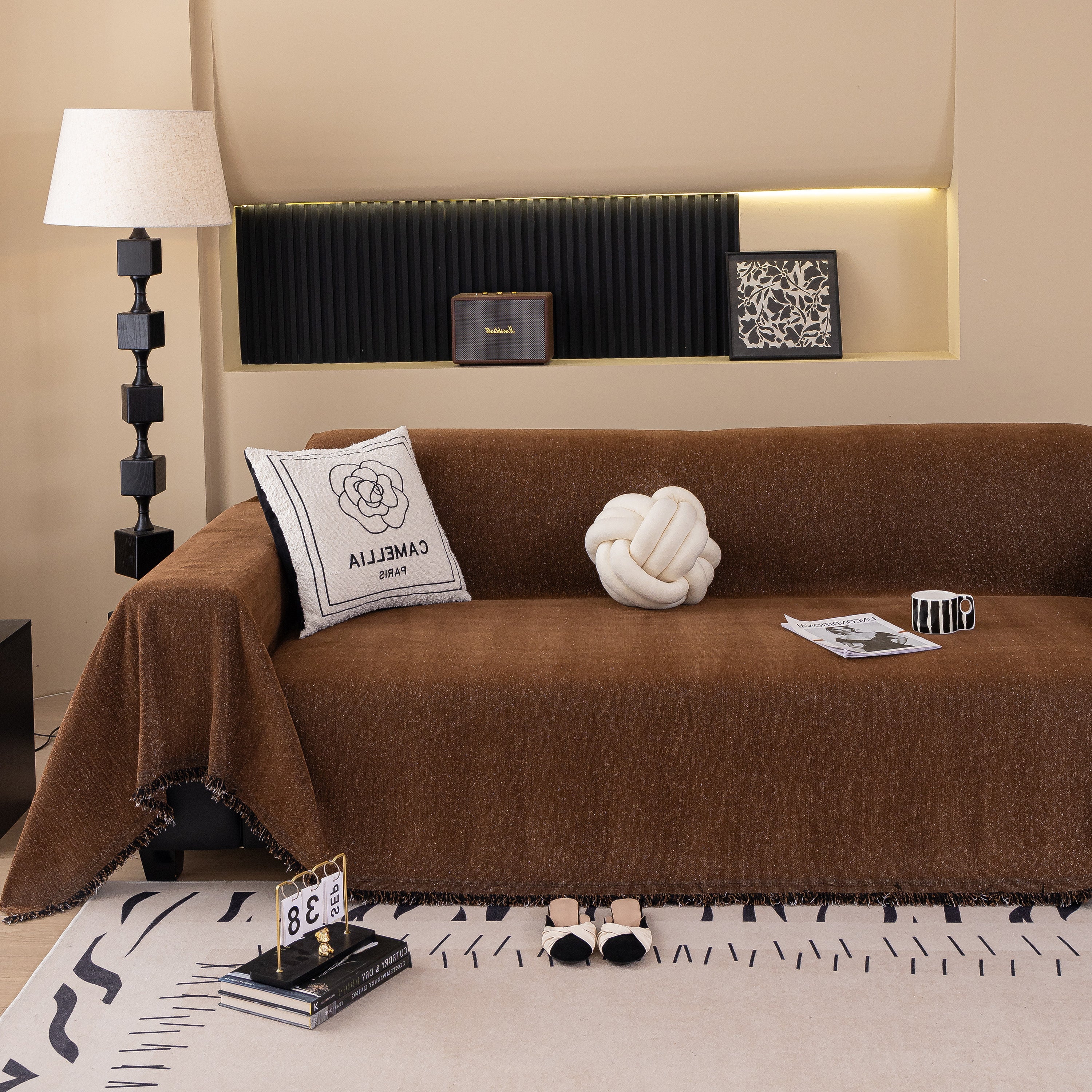 Solid Color Chenille Sofa Cover Blanket Furniture Covers for Sofas and Loveseats - Image 86