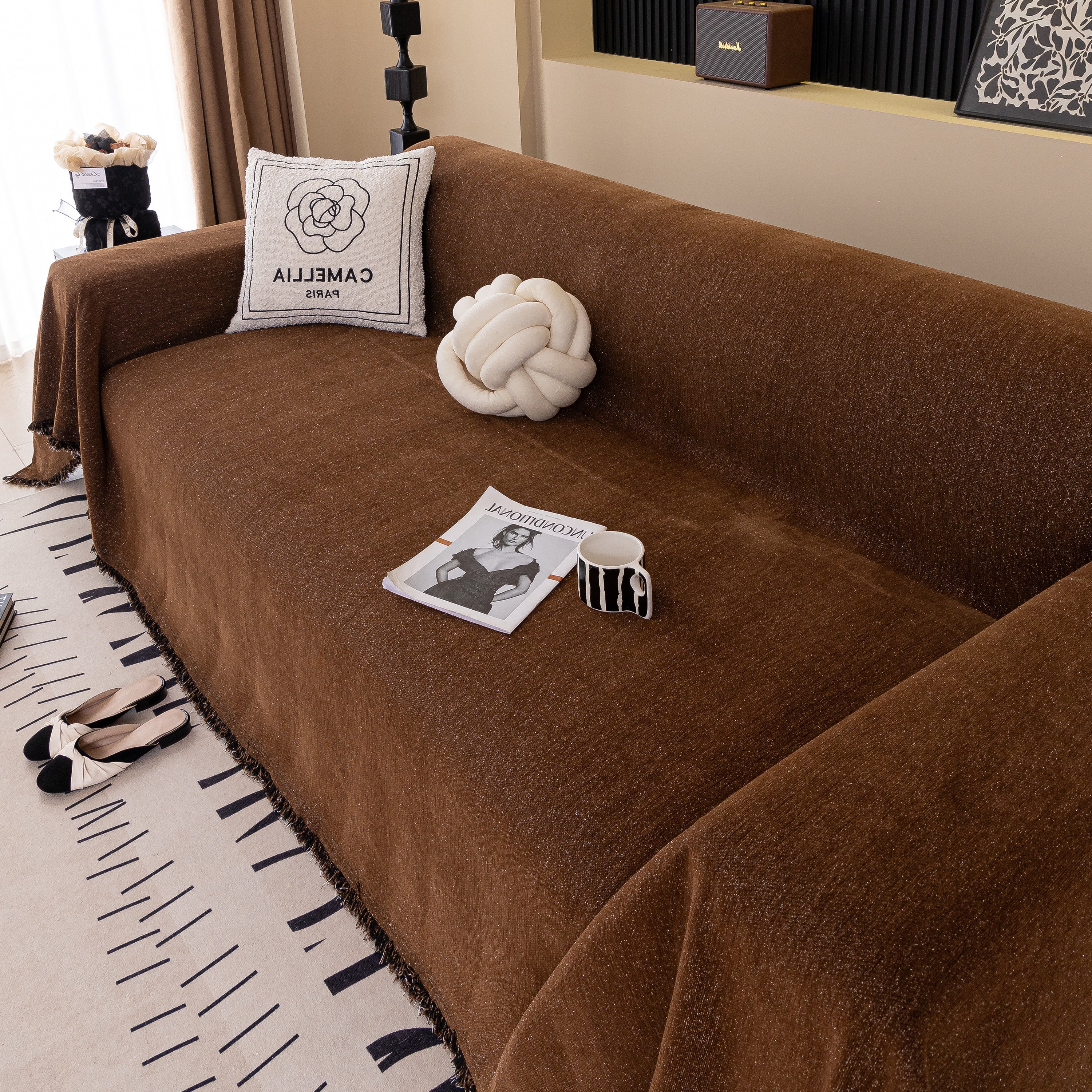 Solid Color Chenille Sofa Cover Blanket Furniture Covers for Sofas and Loveseats - Image 88