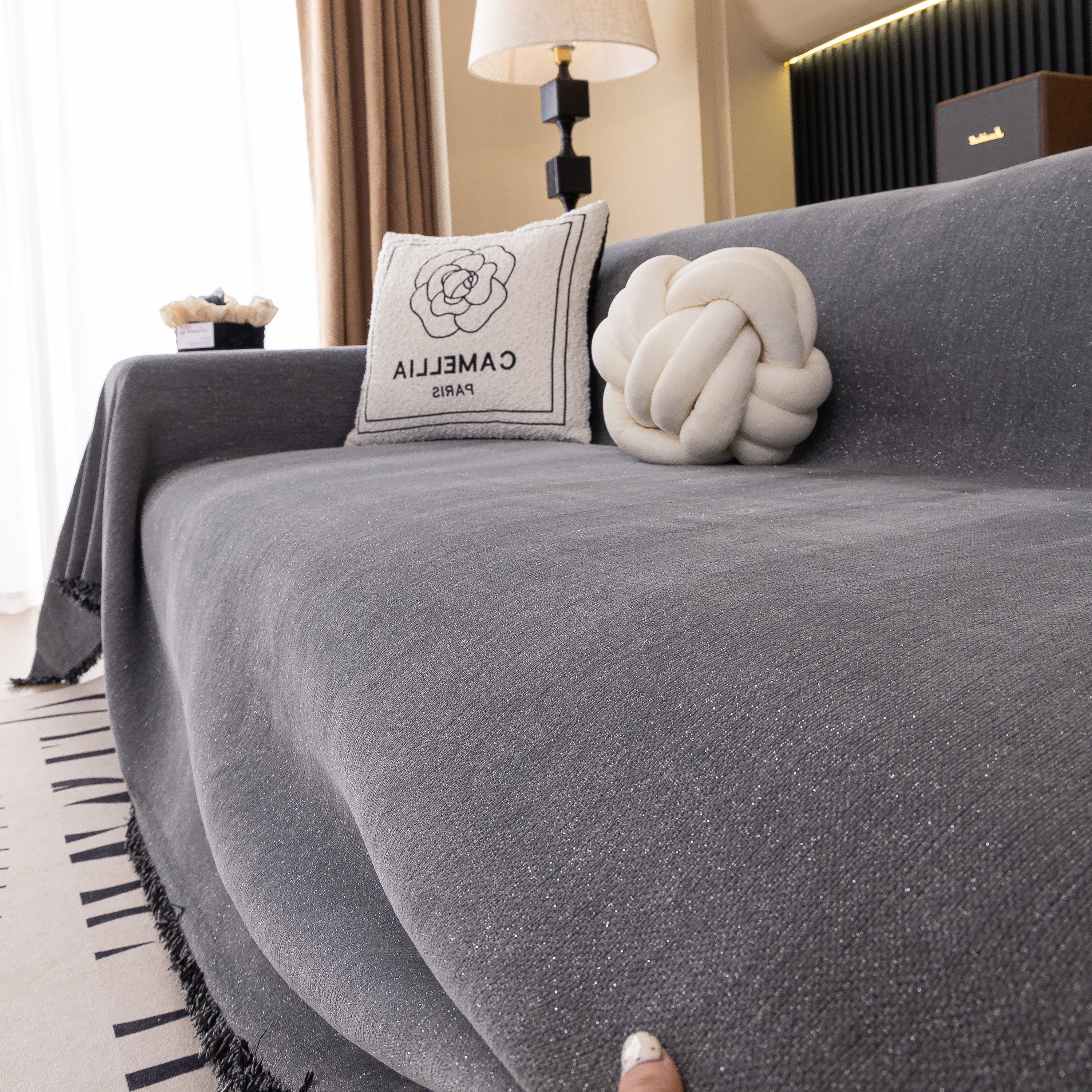Solid Color Chenille Sofa Cover Blanket Furniture Covers for Sofas and Loveseats - Image 94