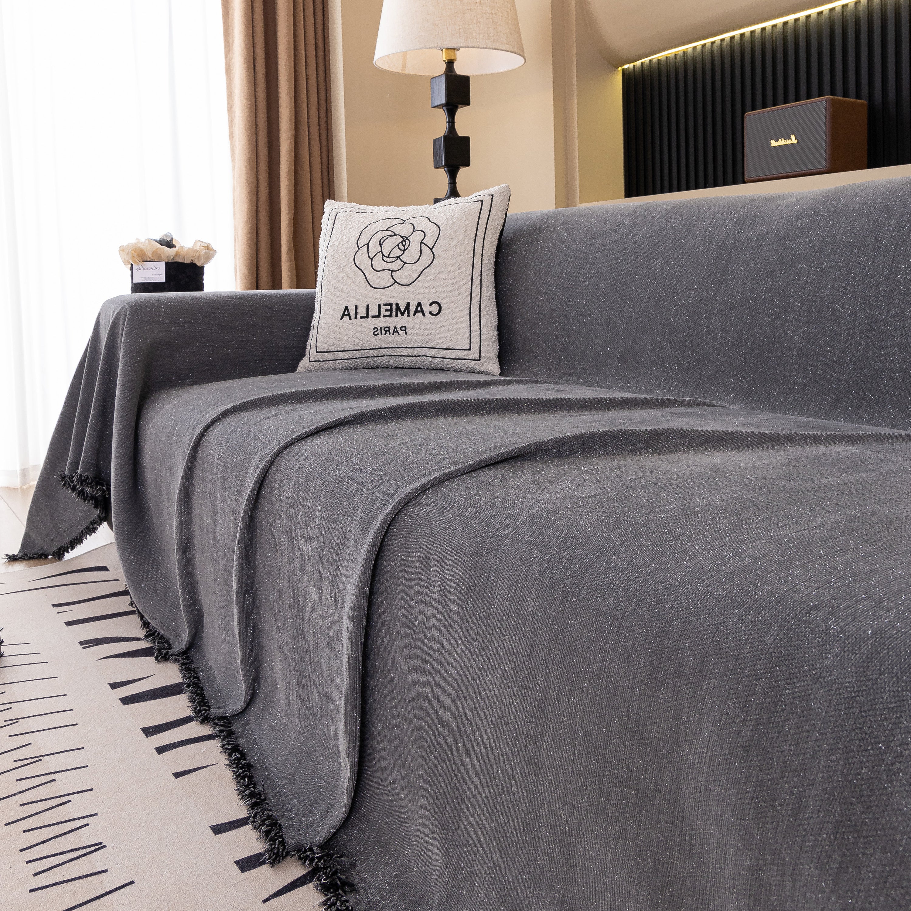 Solid Color Chenille Sofa Cover Blanket Furniture Covers for Sofas and Loveseats - Image 98