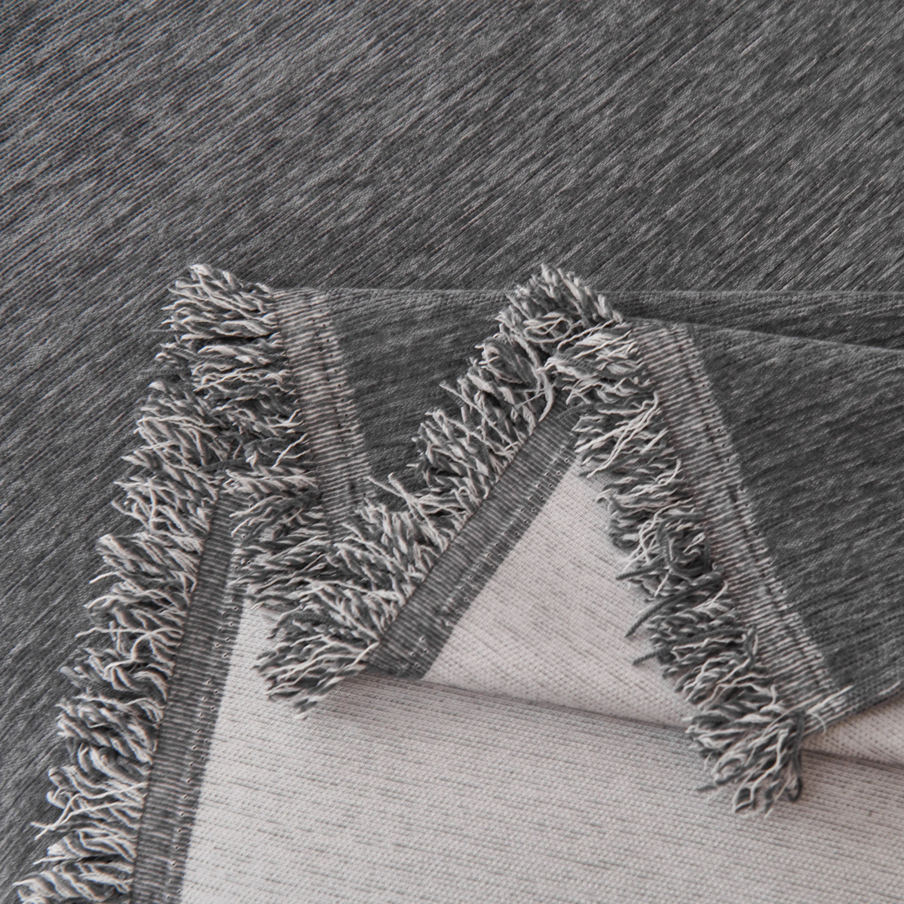 Solid Color Chenille Sofa Throw Blanket, Cozy & Easy Care Fringed Furniture Protector - Image 37