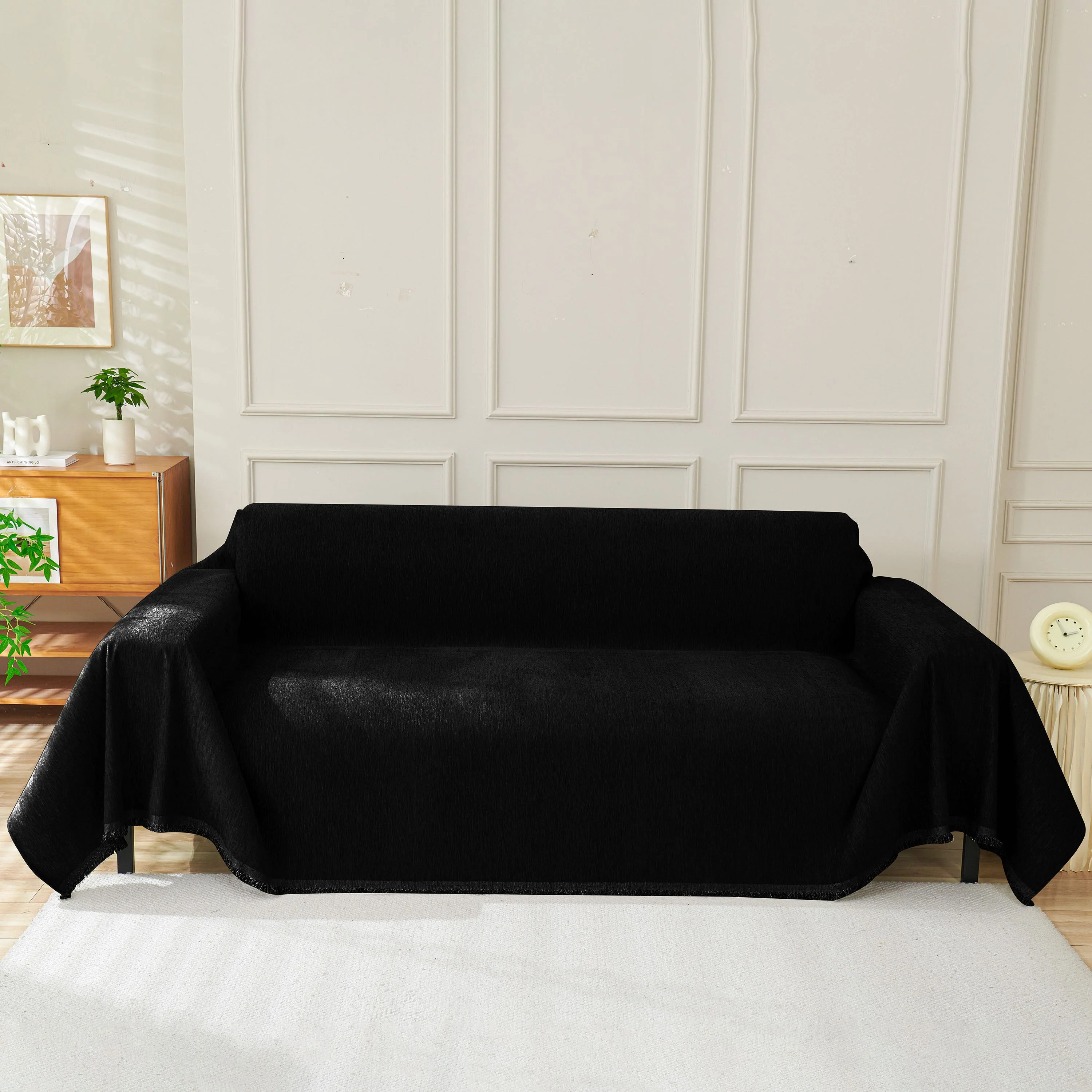 Solid Color Chenille Sofa Throw Blanket, Soft & Plush Decorative Couch Throw Cover - Image 16