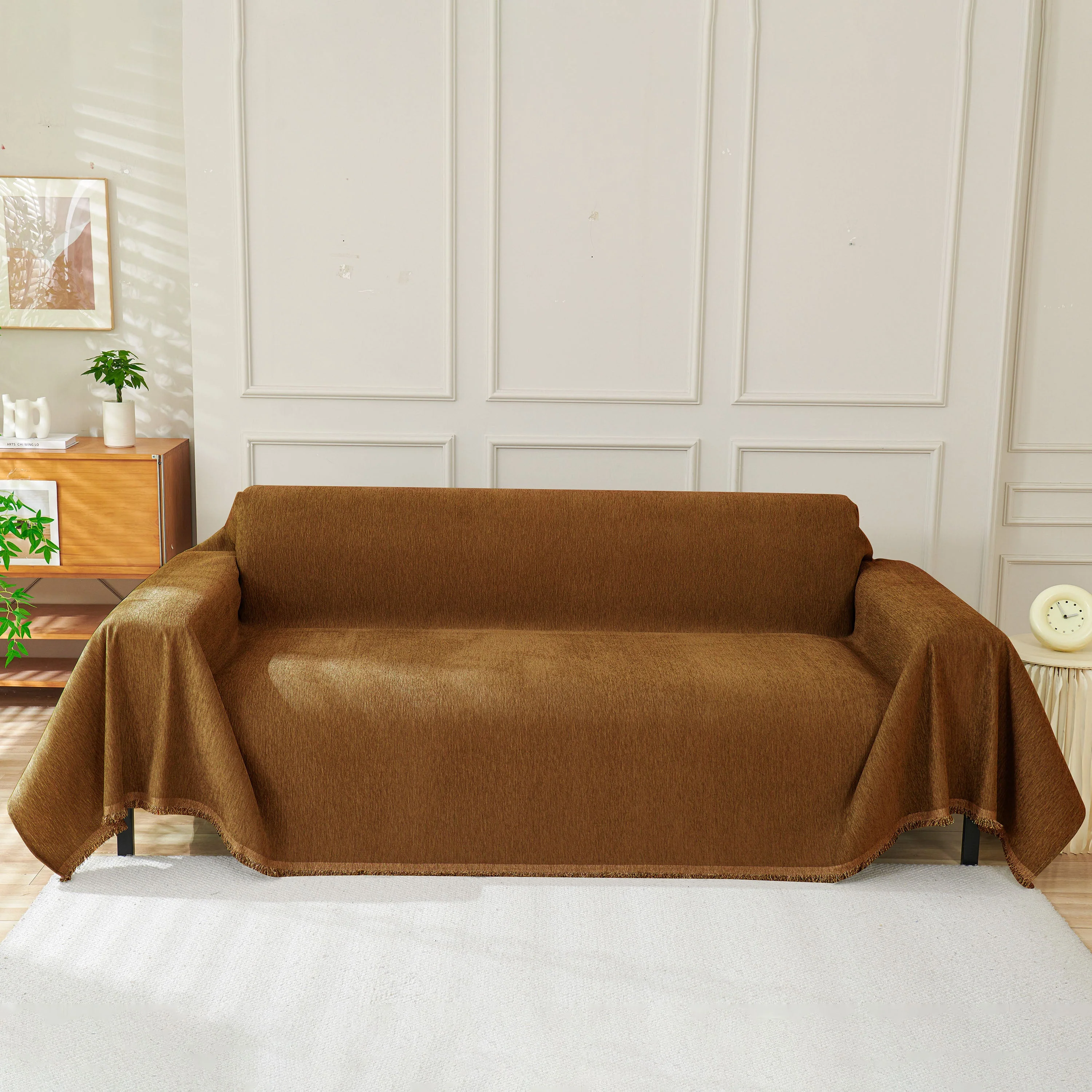 Solid Color Chenille Sofa Throw Blanket, Soft & Plush Decorative Couch Throw Cover - Image 28