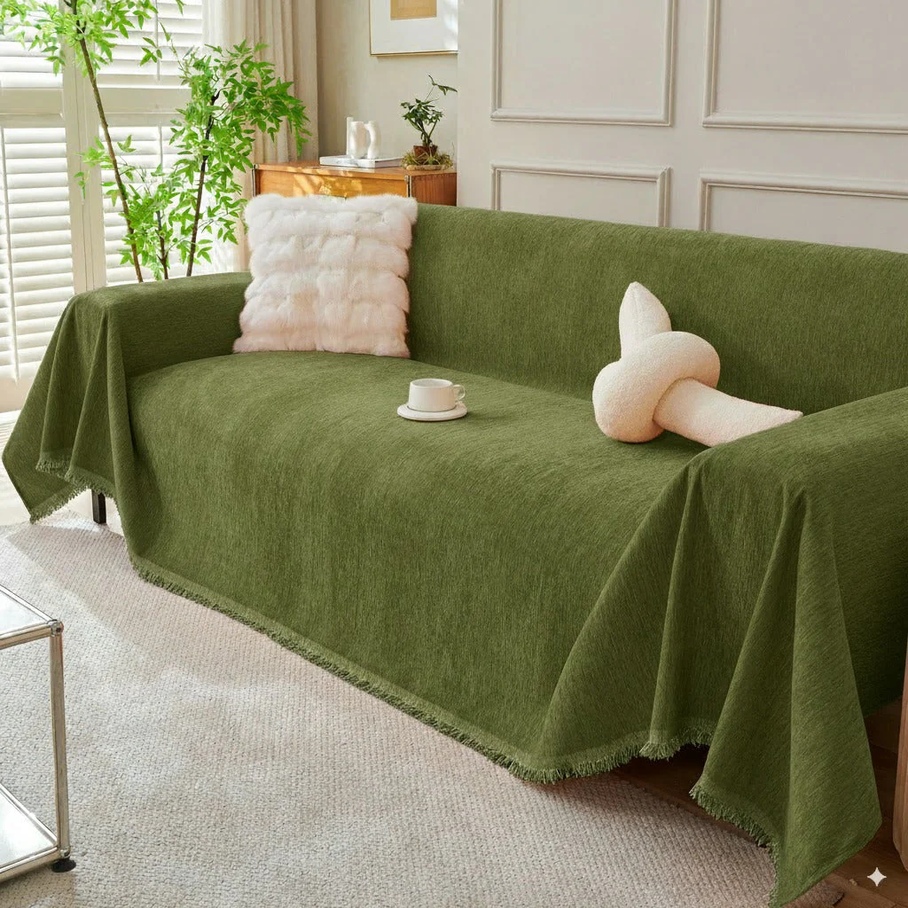 Solid Color Chenille Sofa Throw Blanket, Soft & Plush Decorative Couch Throw Cover - Image 52