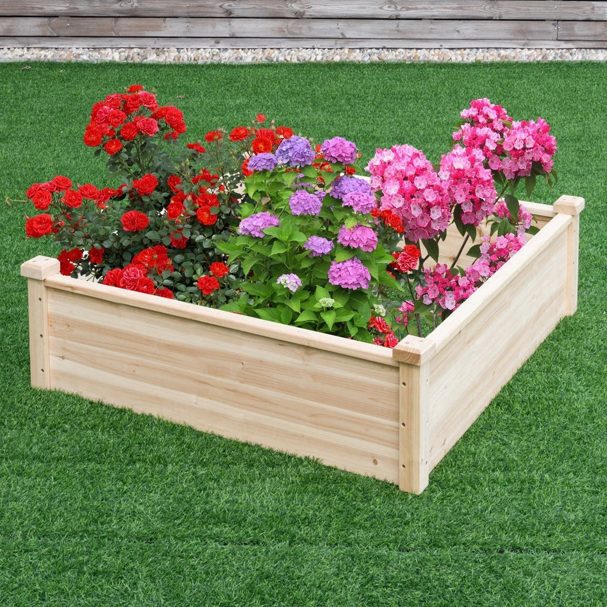 Solid Fir Wood 3.3 ft x 3.3 ft Raised Garden Bed Planter Box - Image 2